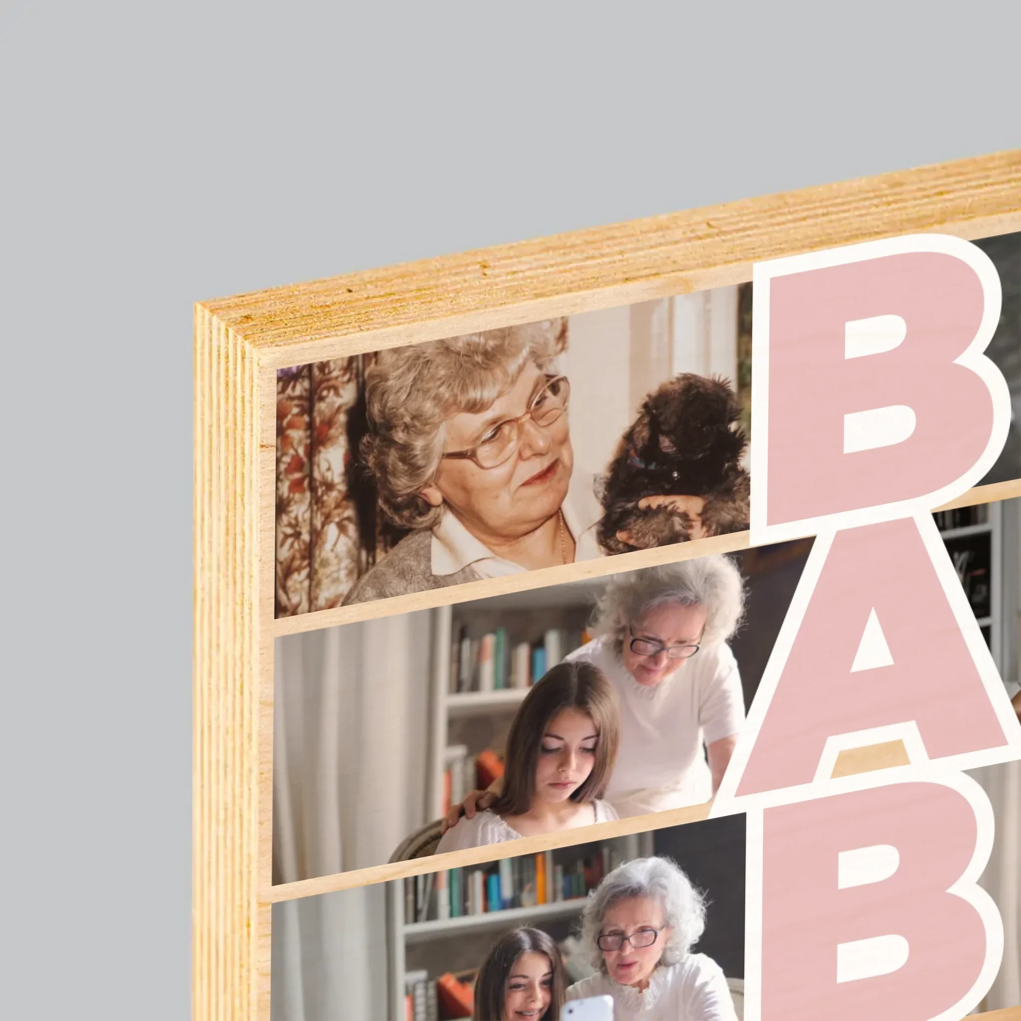Fotokolaż: Babcia - Wydruk Na Drewnie - Image 4