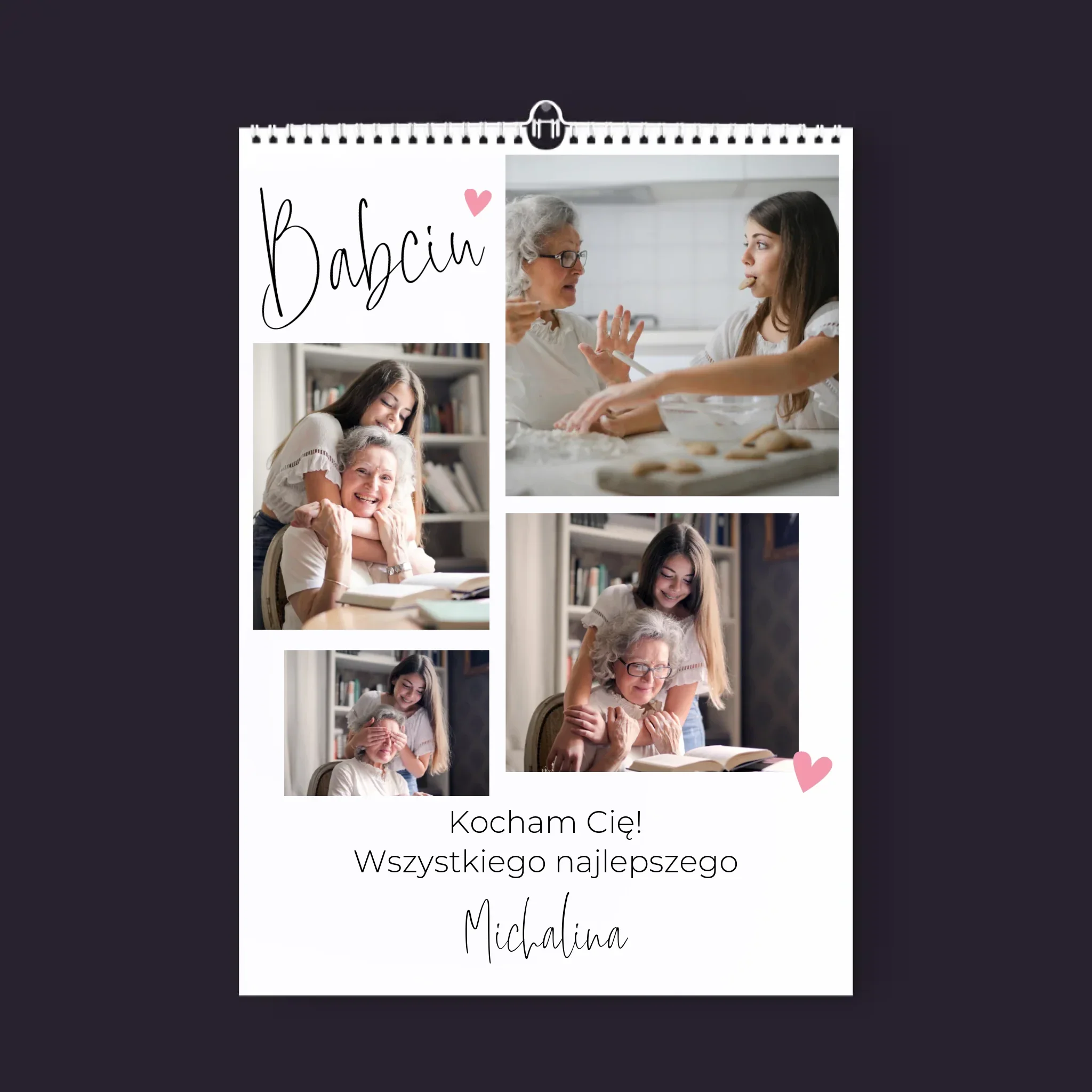 Fotokolaż: Babciu Kocham Cię - Personalizowany Kalendarz Ścienny
