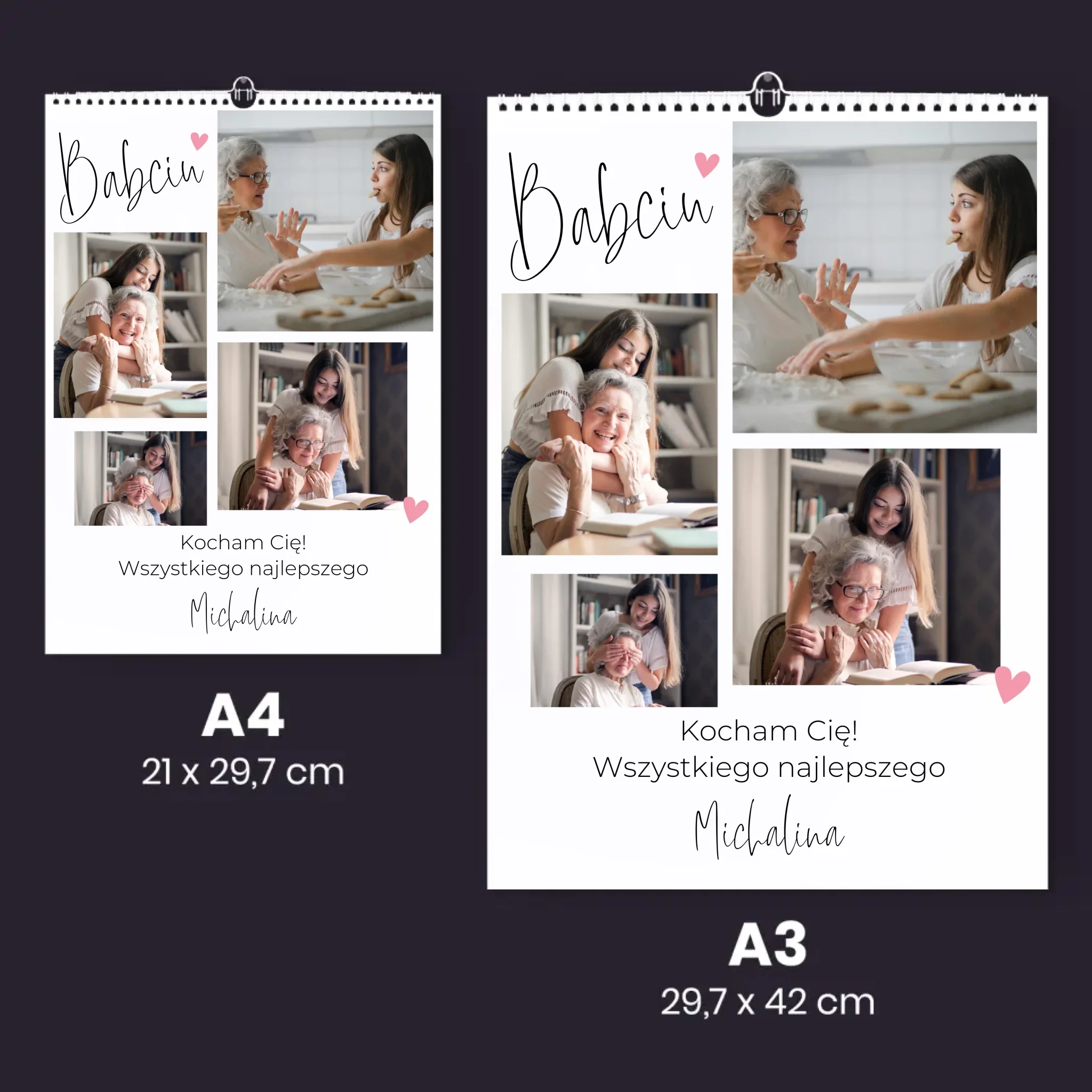 Fotokolaż: Babciu Kocham Cię - Personalizowany Kalendarz Ścienny - Image 5