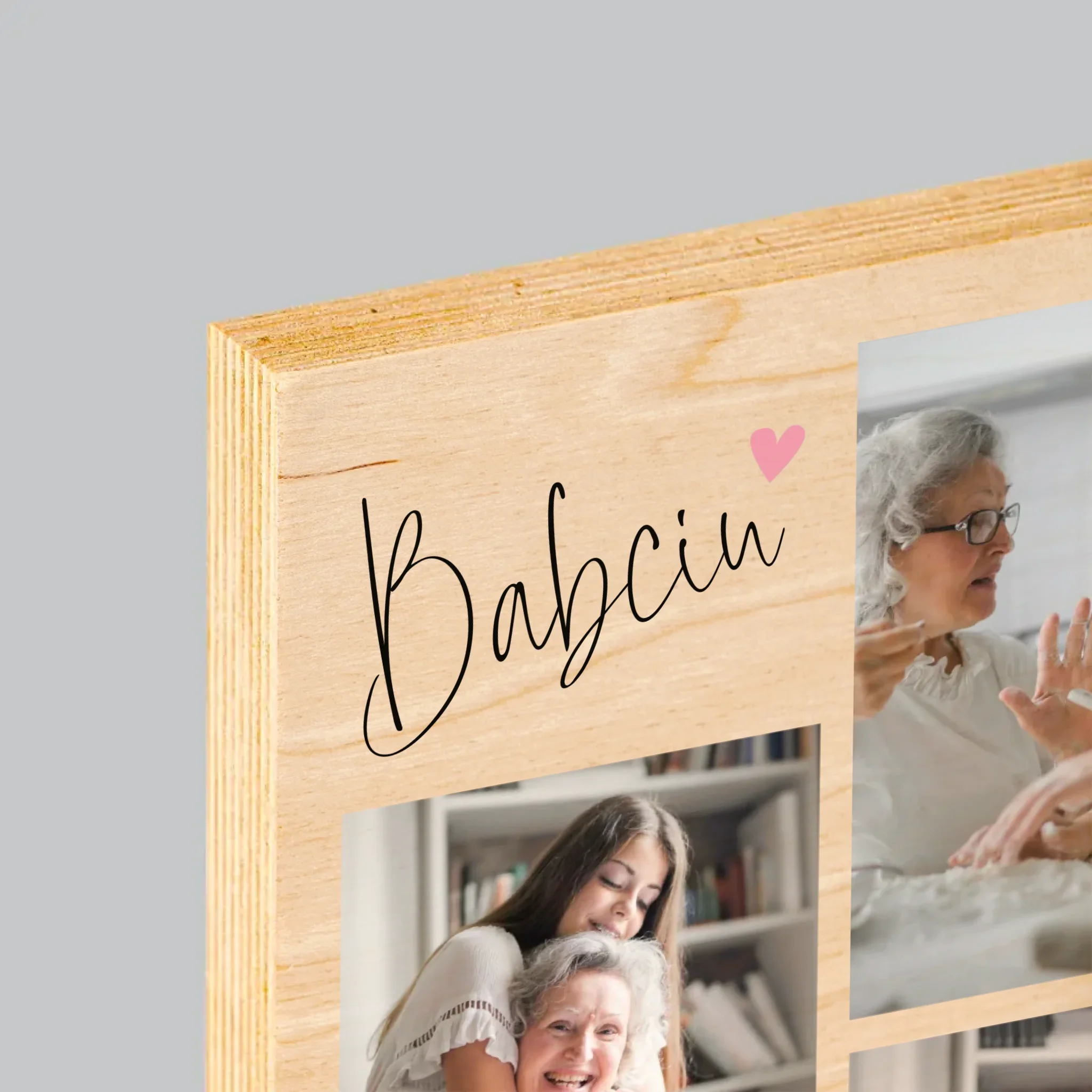Fotokolaż: Babciu Kocham Cię - Wydruk Na Drewnie - Image 4