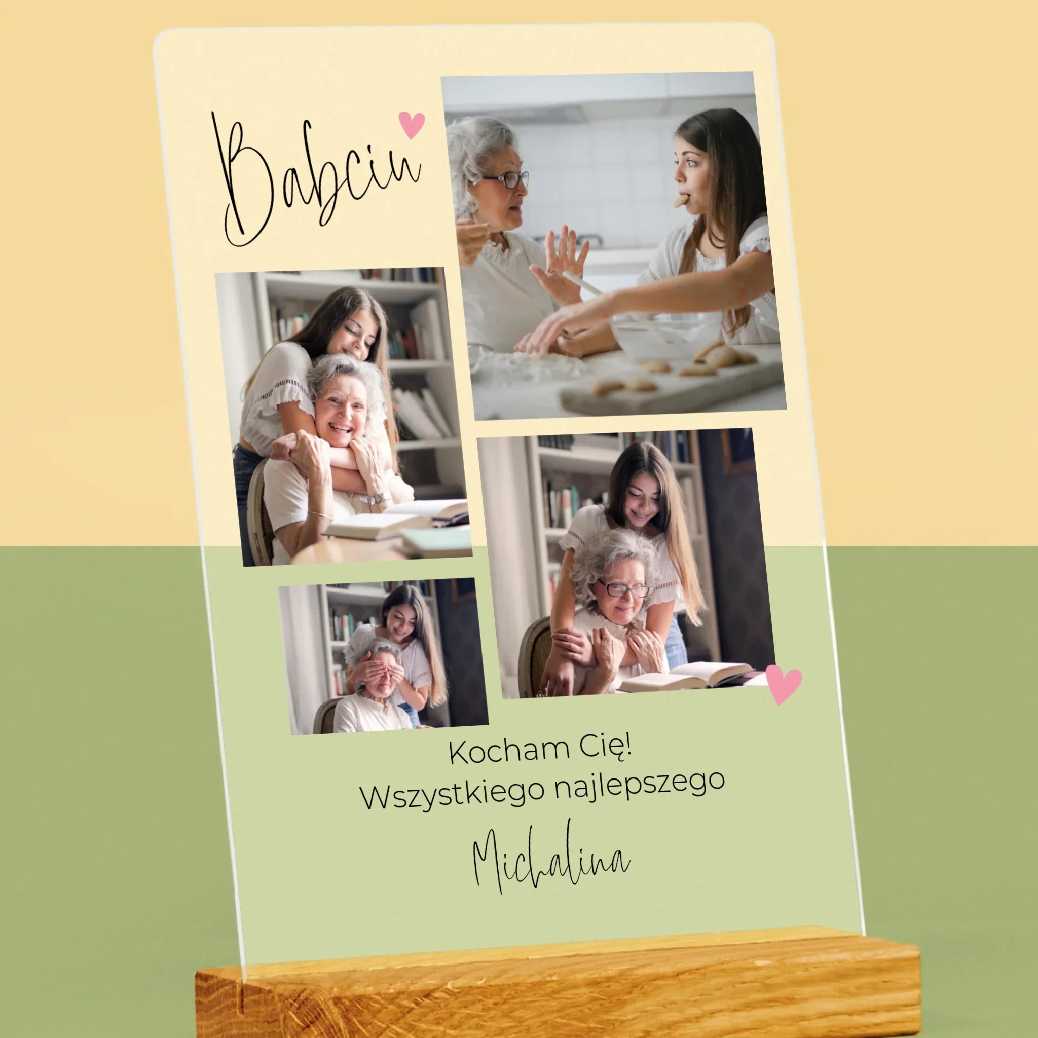 Fotokolaż: Babciu Kocham Cię - Wydruk Na Szkle Akrylowym - Image 2
