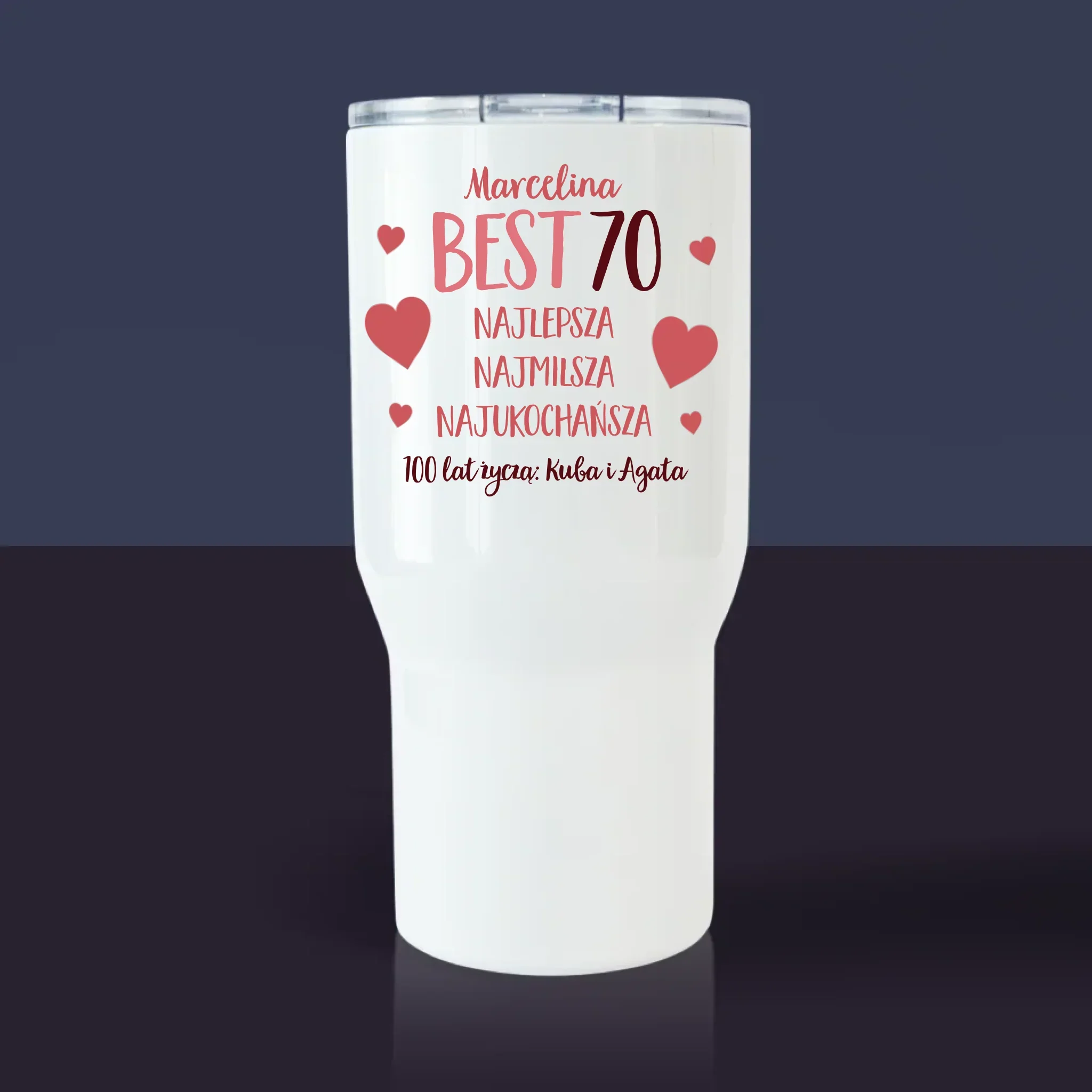 Fotokolaż: Best 70 - Kubek z Nadrukiem Termiczny Biały