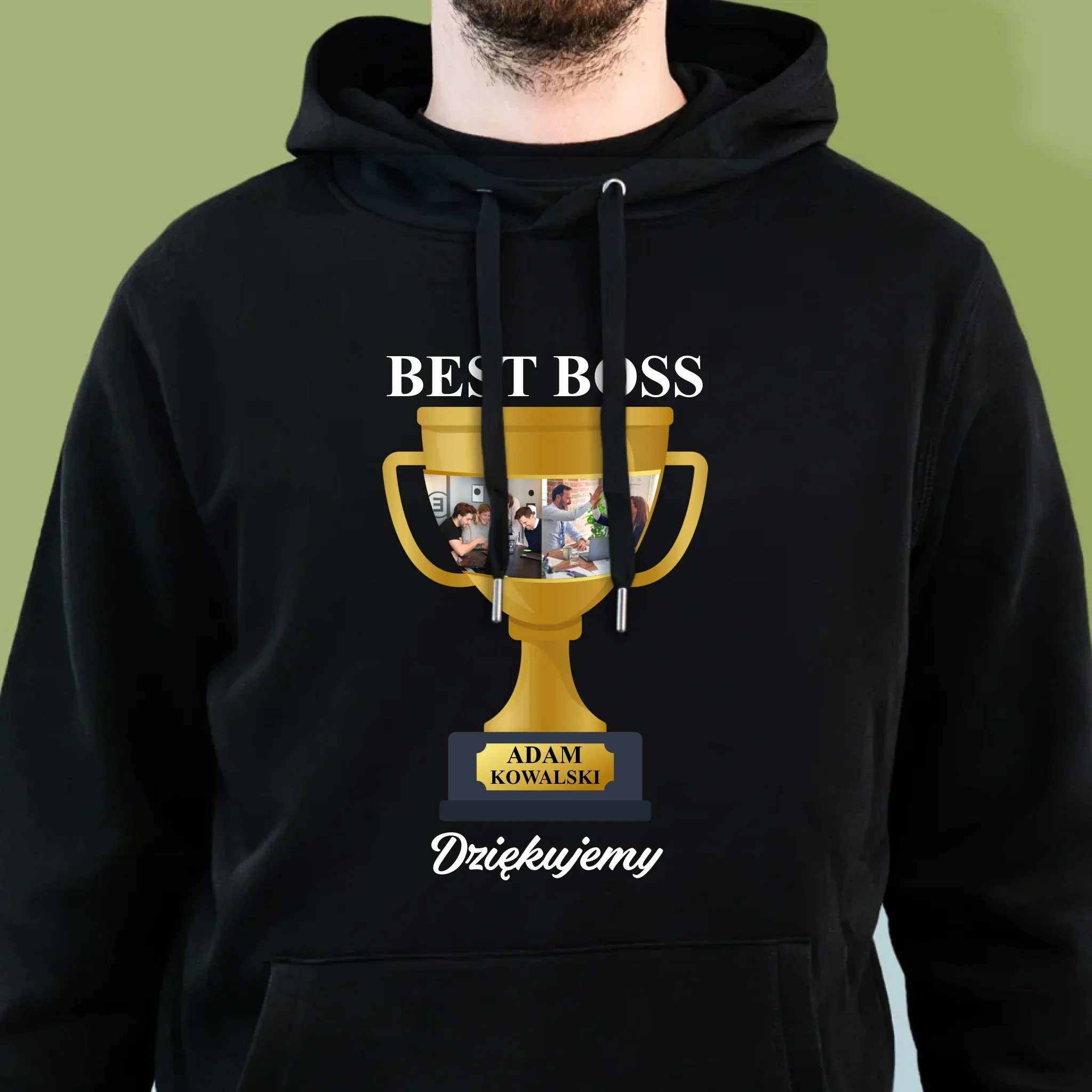 Fotokolaż: Best Boss Puchar - Bluza Męska z Kapturem - Image 6