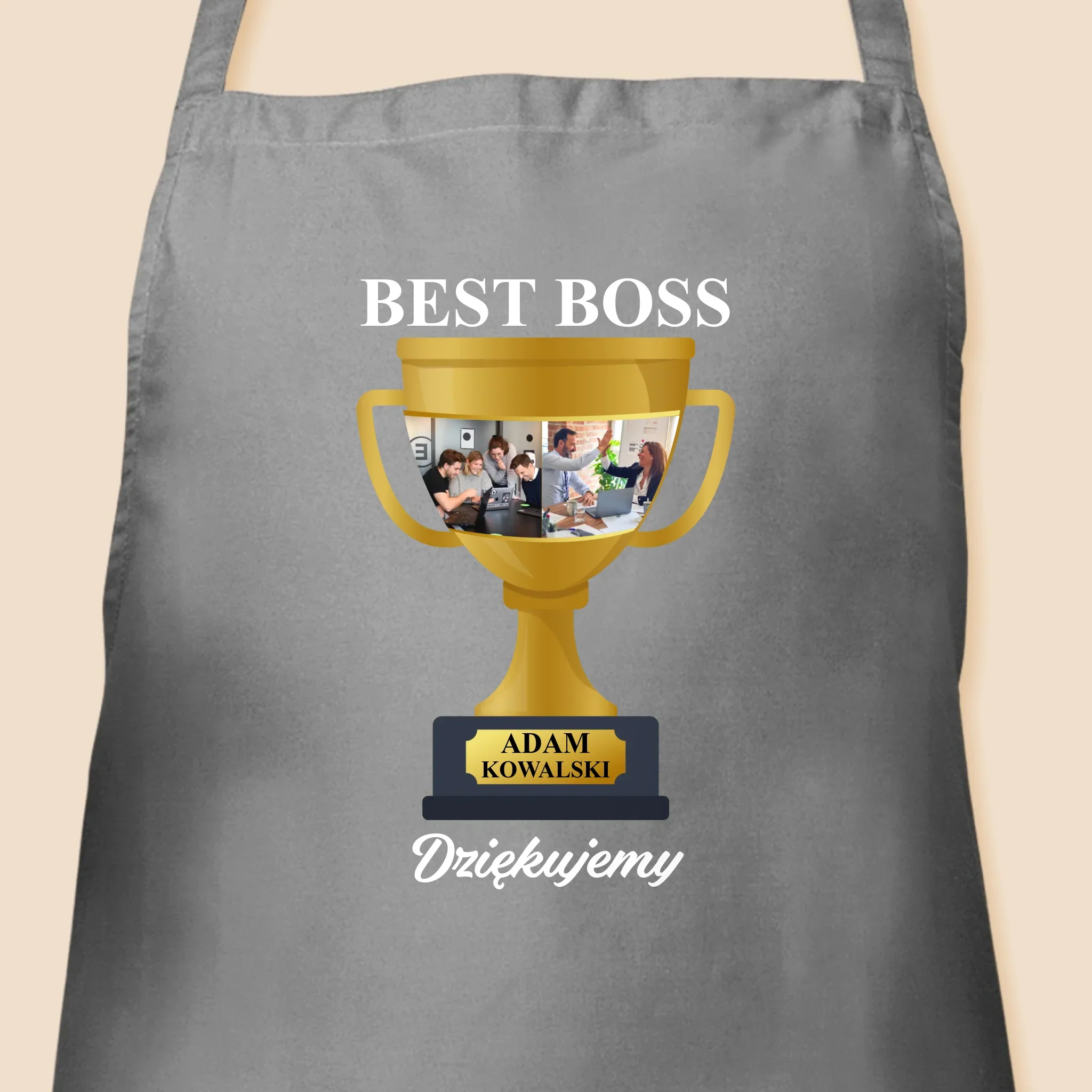 Fotokolaż: Best Boss Puchar - Fartuch z Nadrukiem - Image 3