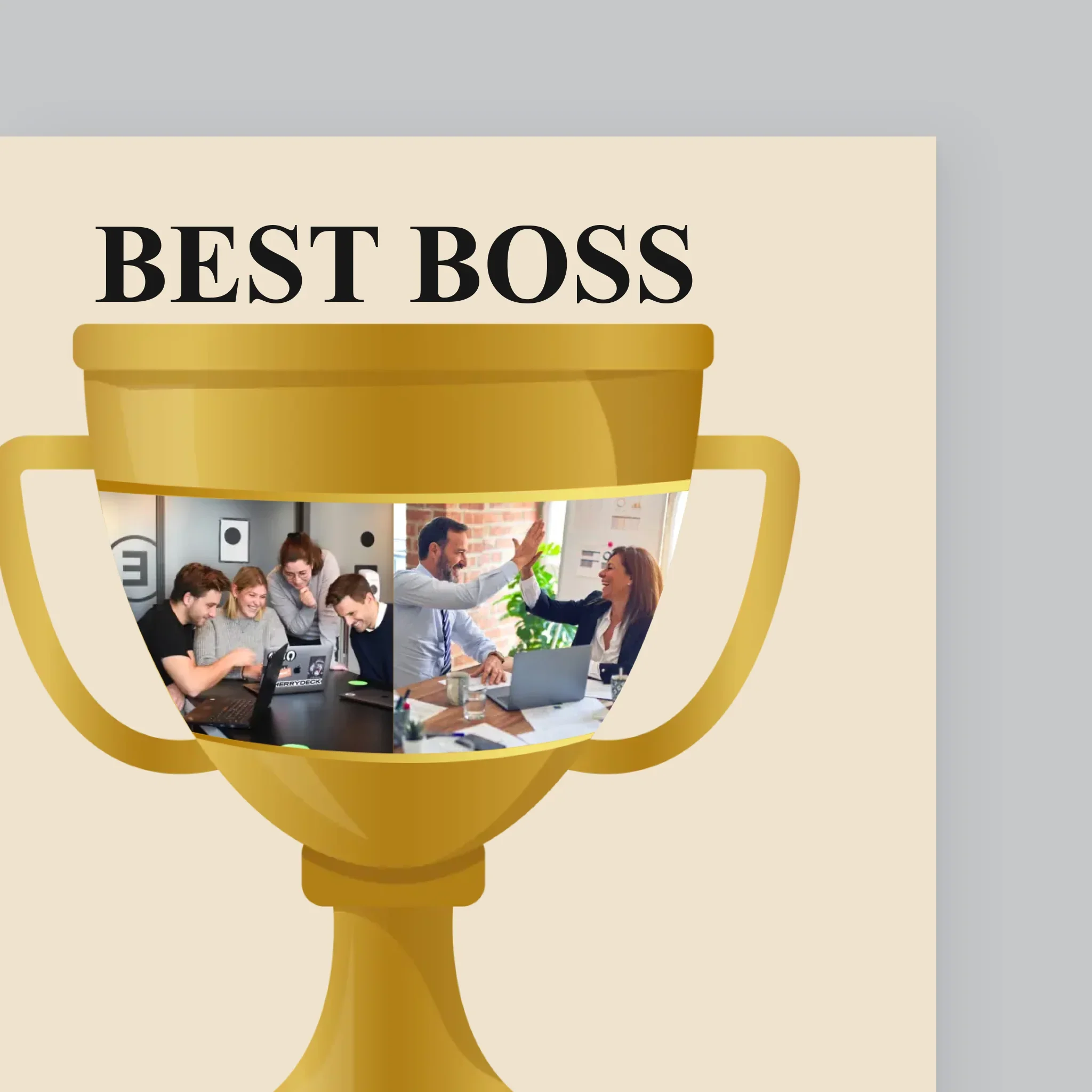Fotokolaż: Best Boss Puchar - Wydruk Obramowany - Image 3