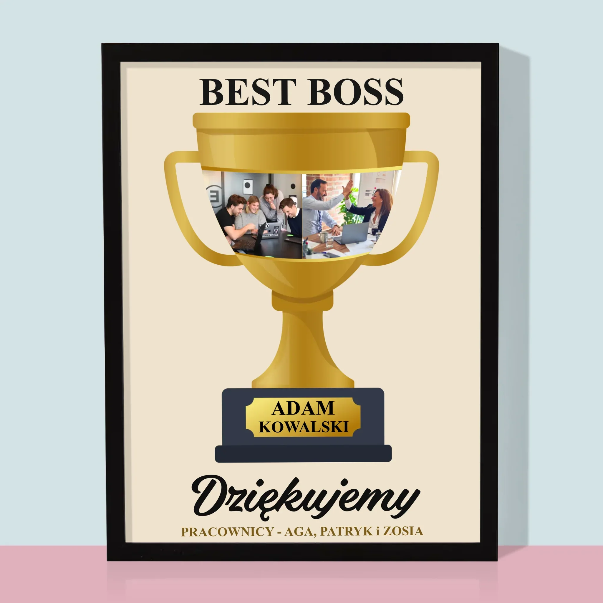 Fotokolaż: Best Boss Puchar - Wydruk Obramowany - Image 5