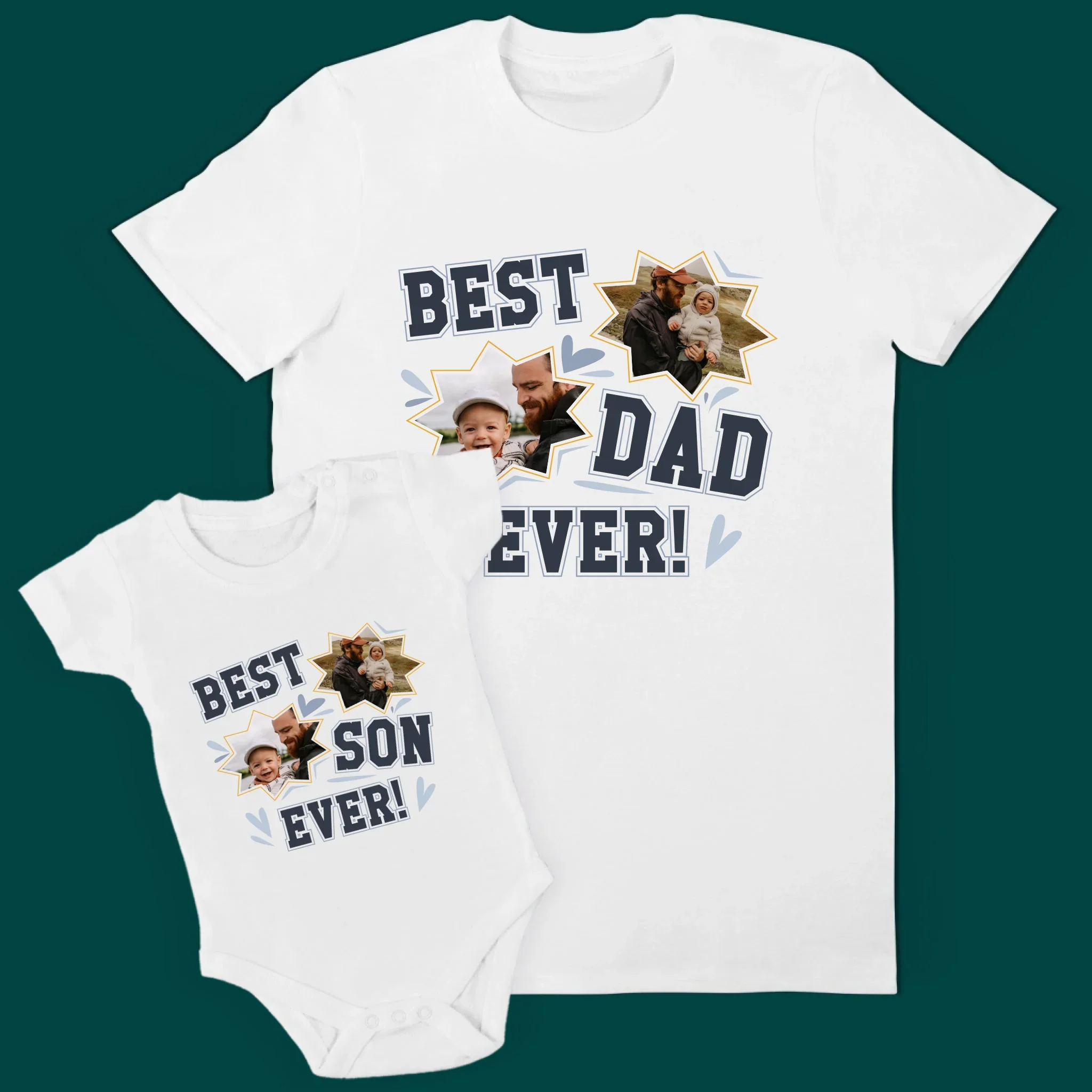 Fotokolaż: Best Dad And Son Ever - Zestaw Koszulka Męska i Body Niemowlęce - Image 2