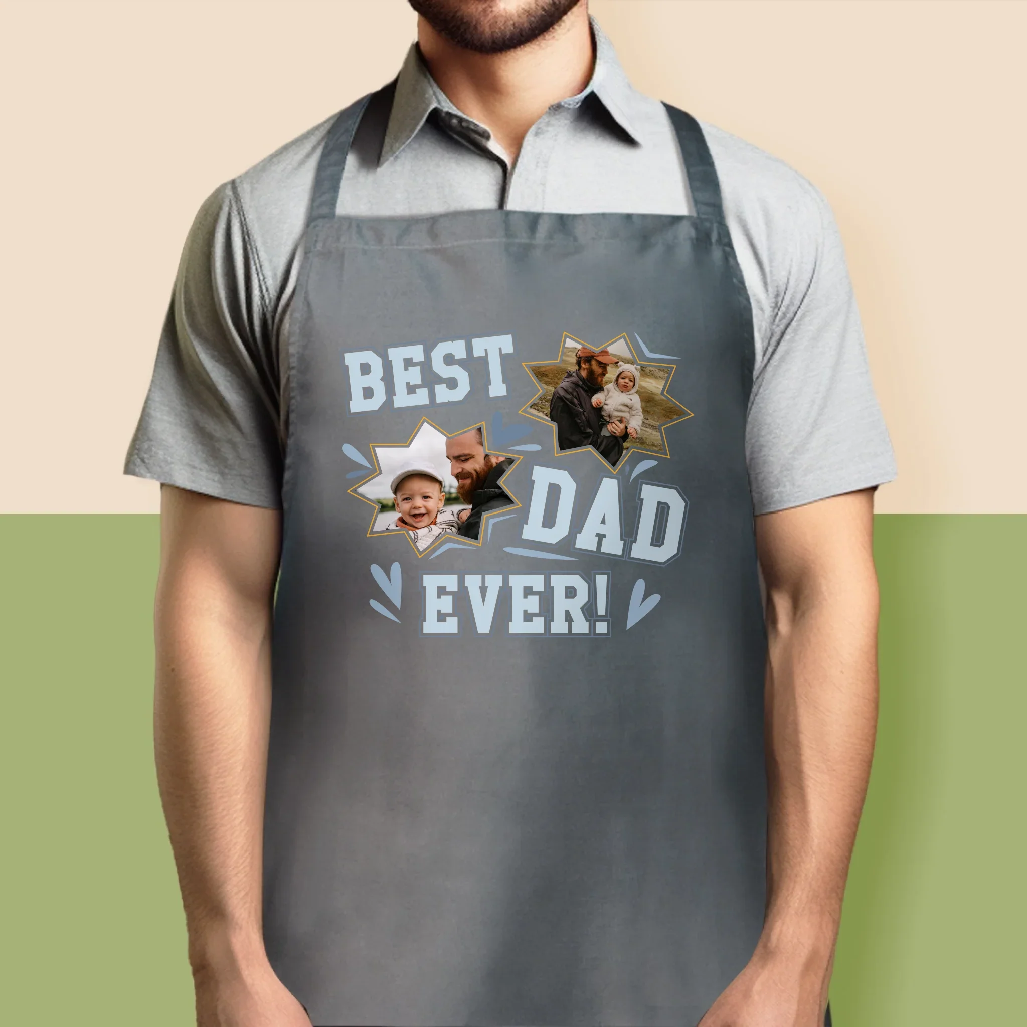 Fotokolaż: Best Dad Ever Gwiazdy - Fartuch z Nadrukiem