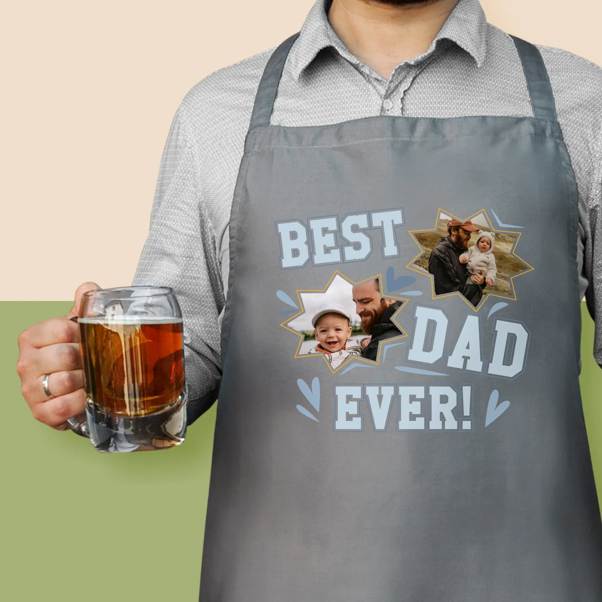 Fotokolaż: Best Dad Ever Gwiazdy - Fartuch z Nadrukiem - Image 2
