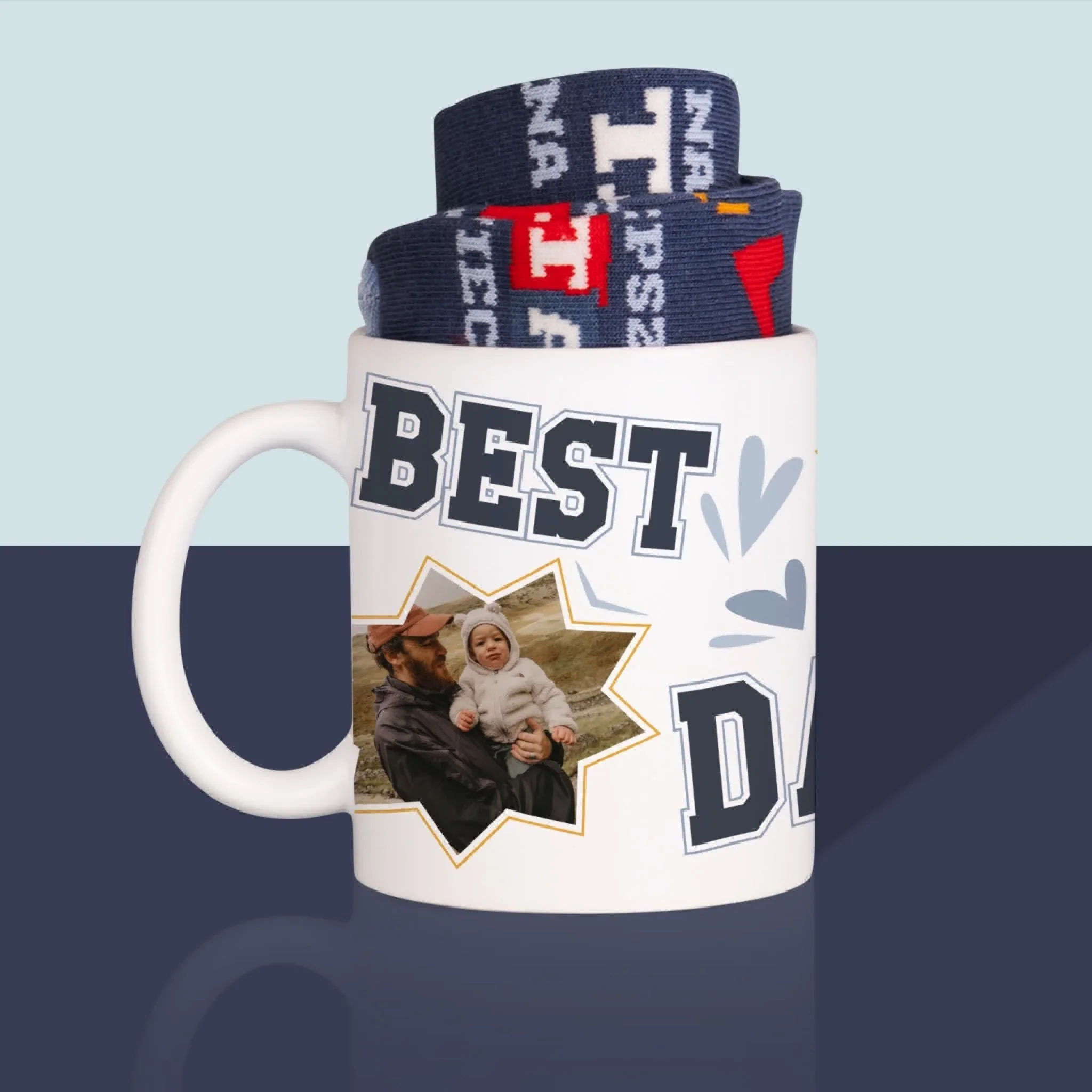 Fotokolaż: Best dad ever gwiazdy - Skarpetki w Kubku Dla Taty