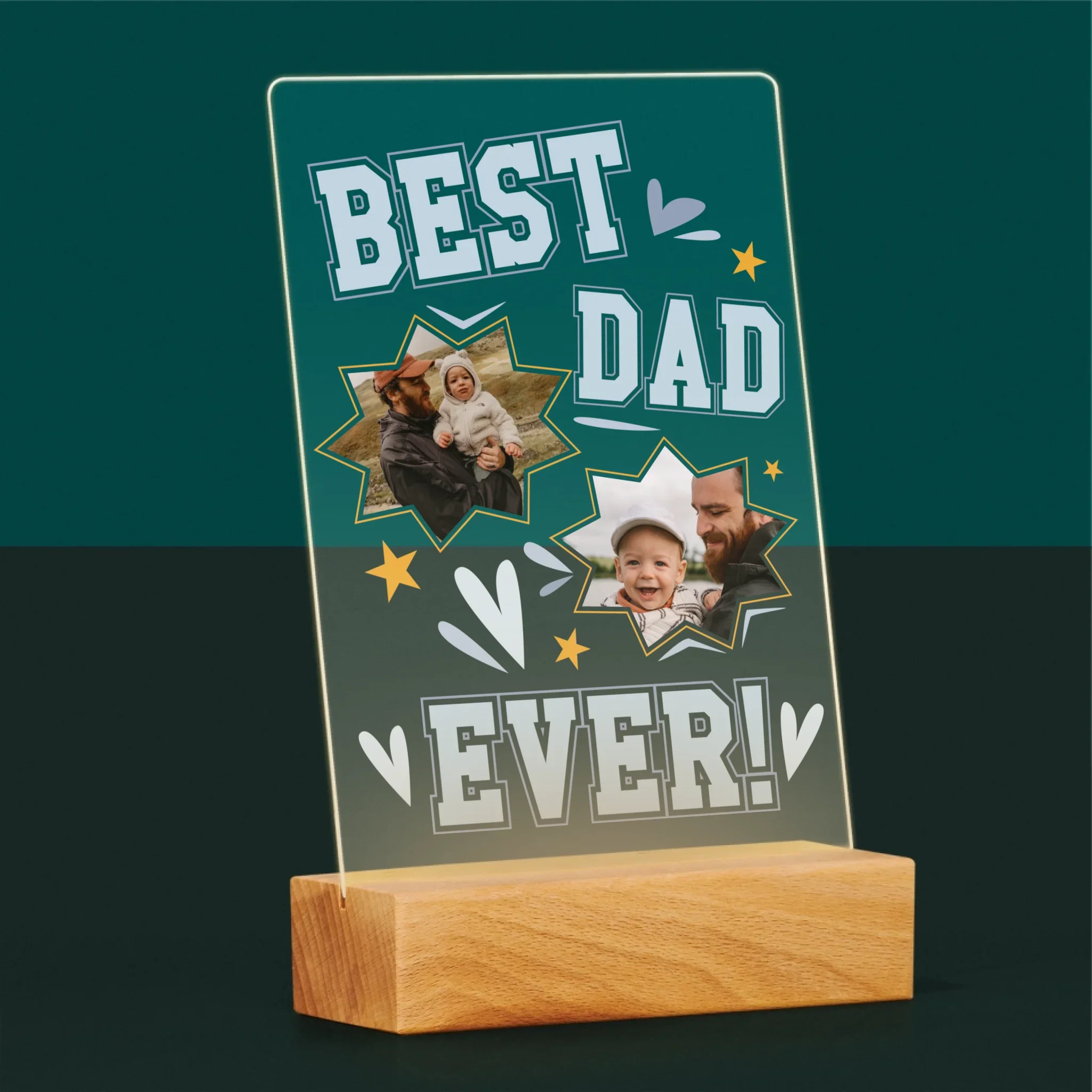 Fotokolaż: Best Dad Ever Gwiazdy - Wydruk Na Szkle Akrylowym - Image 5