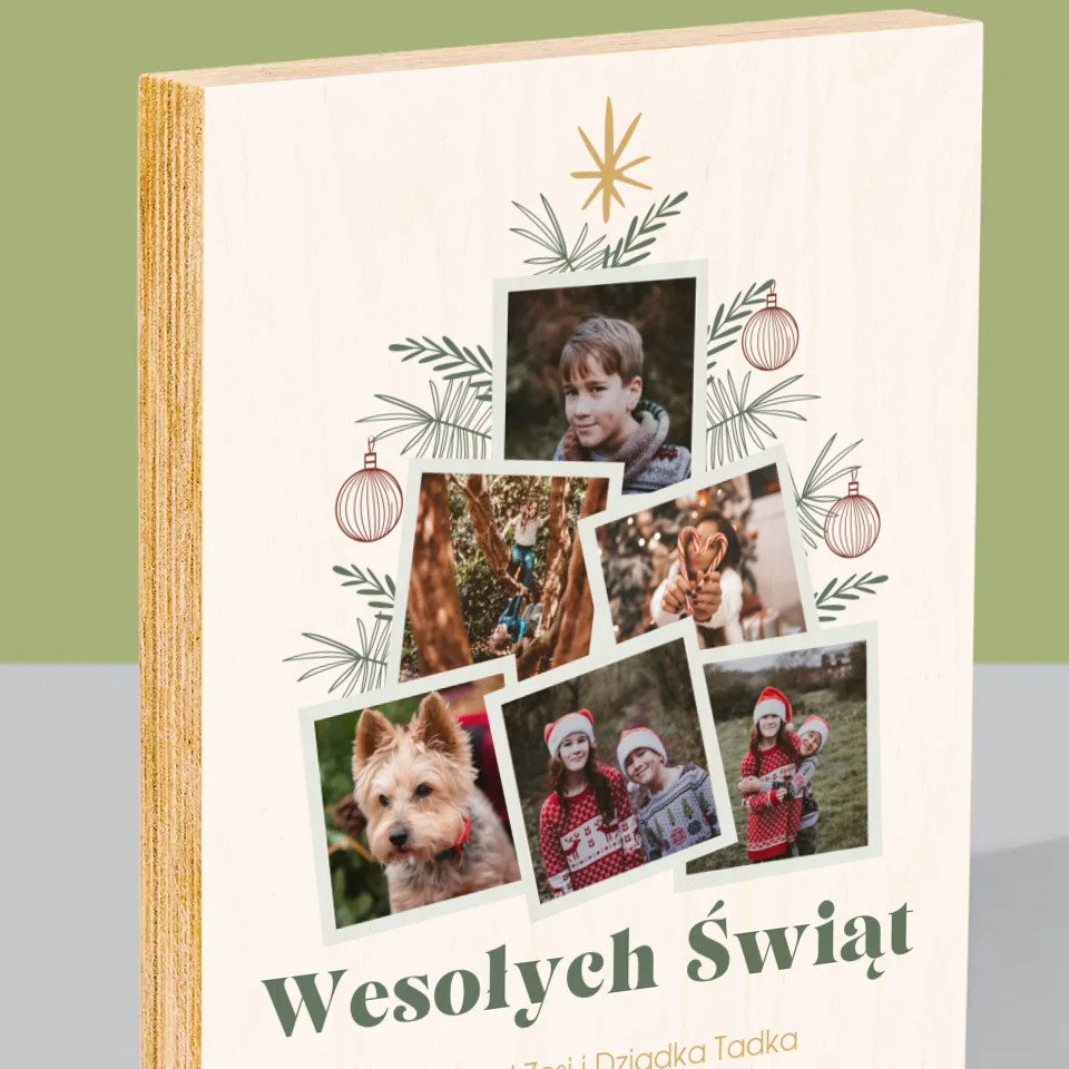 Fotokolaż: Choinka - Wydruk Na Drewnie - Image 2