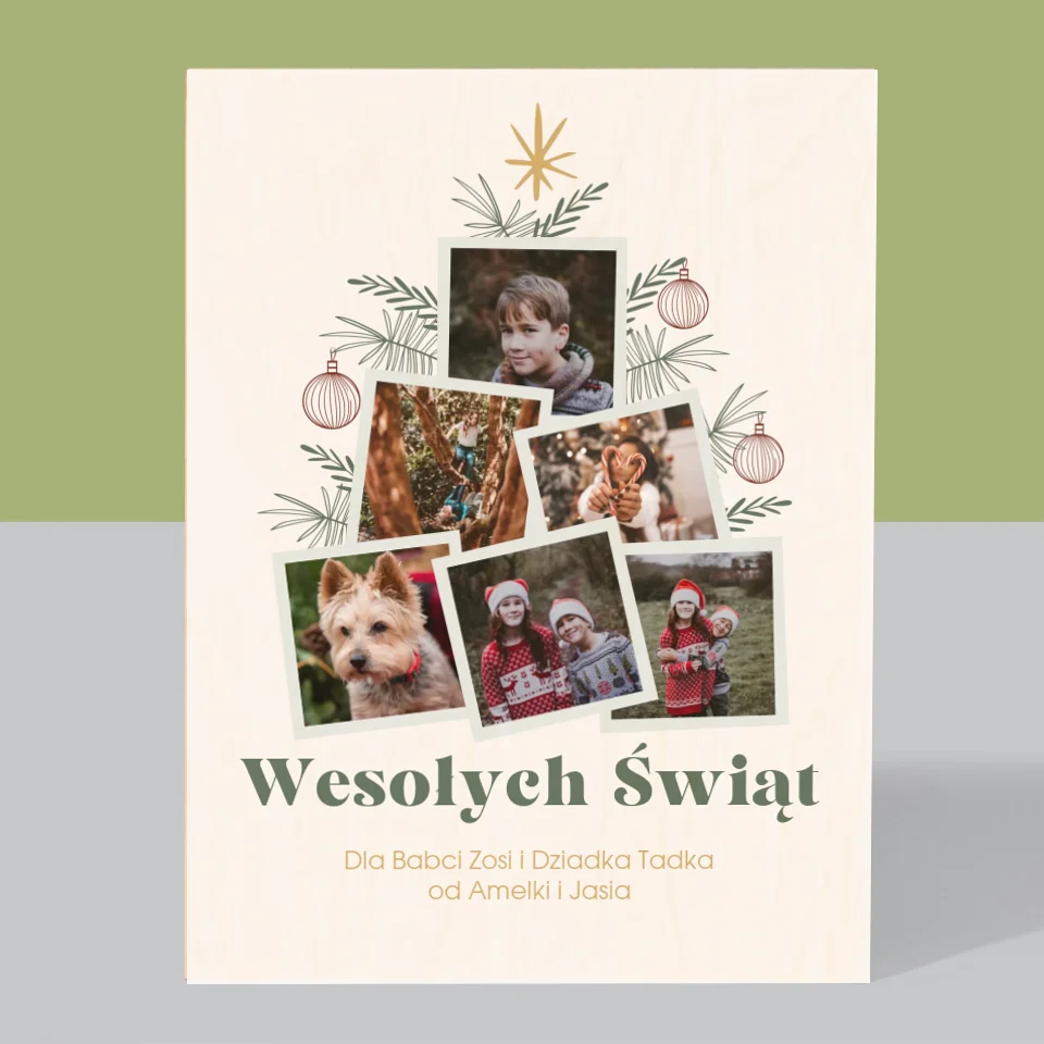 Fotokolaż: Choinka - Wydruk Na Drewnie - Image 3