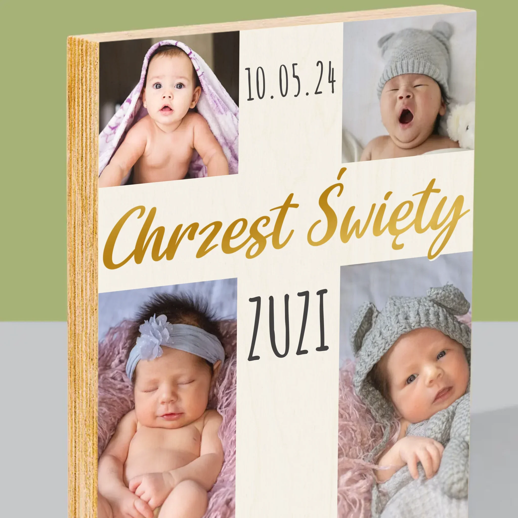 Fotokolaż: Chrzest Święty Krzyż - Wydruk Na Drewnie - Image 2