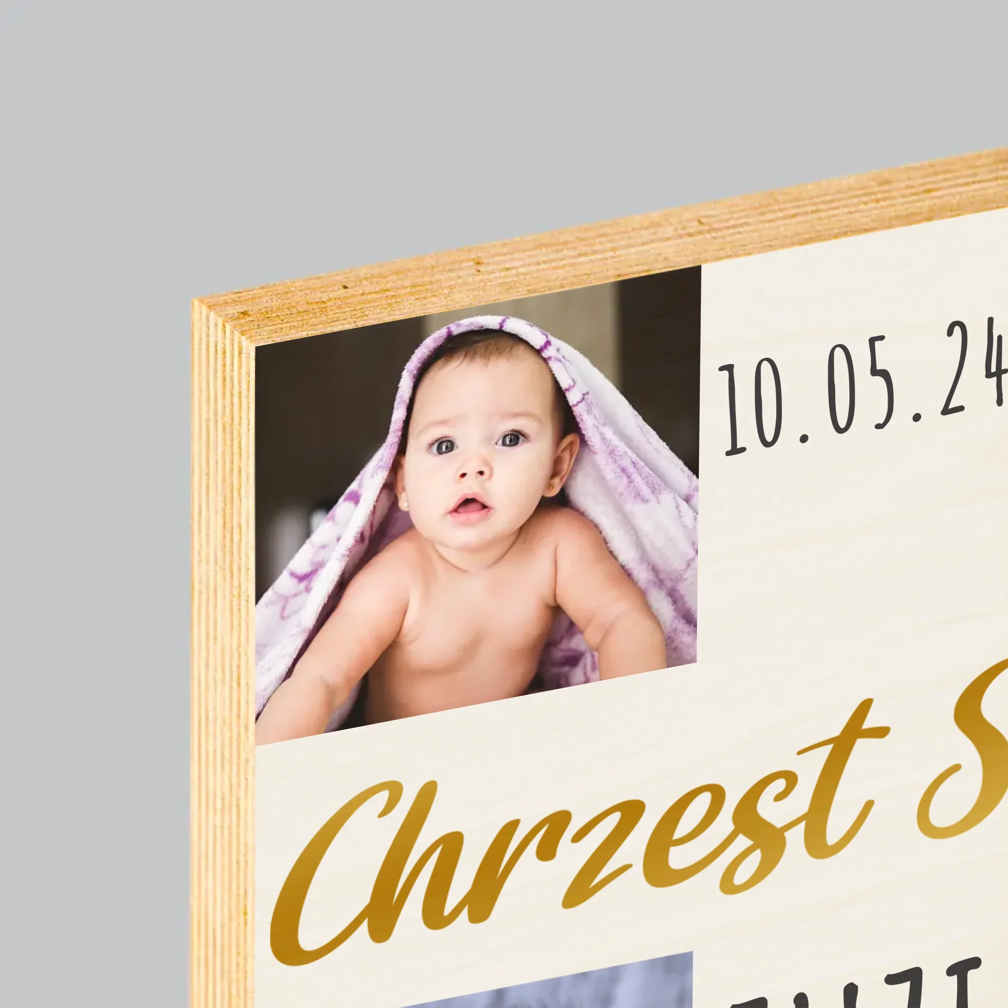 Fotokolaż: Chrzest Święty Krzyż - Wydruk Na Drewnie - Image 4