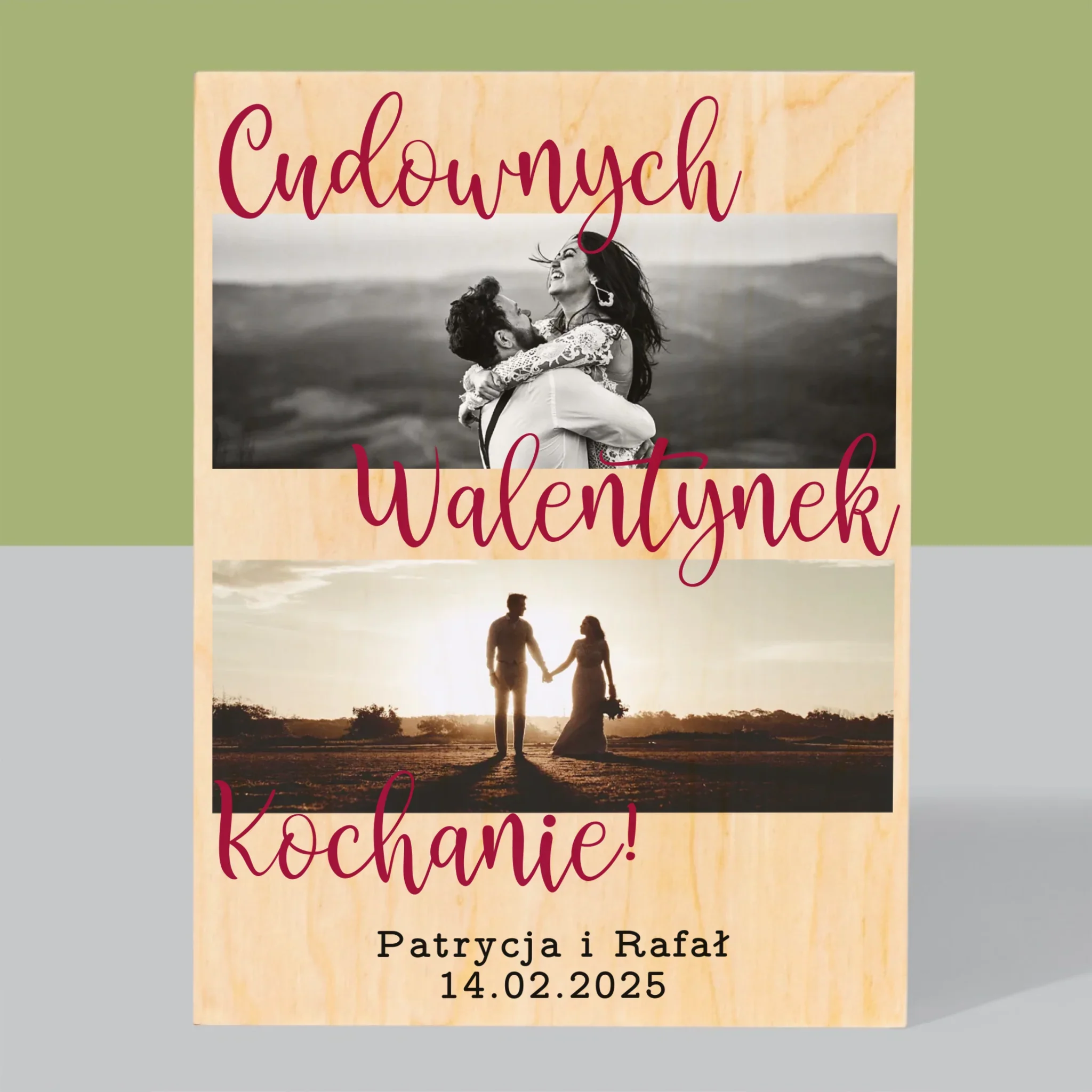 Fotokolaż: Cudownych Walentynek - Wydruk Na Drewnie - Image 3