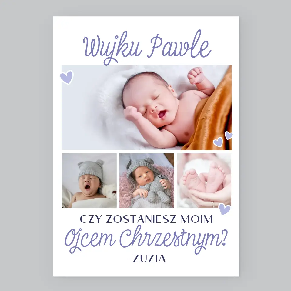 Fotokolaż: Czy Zostaniesz Moim Chrzestnym - Wydruk Obramowany