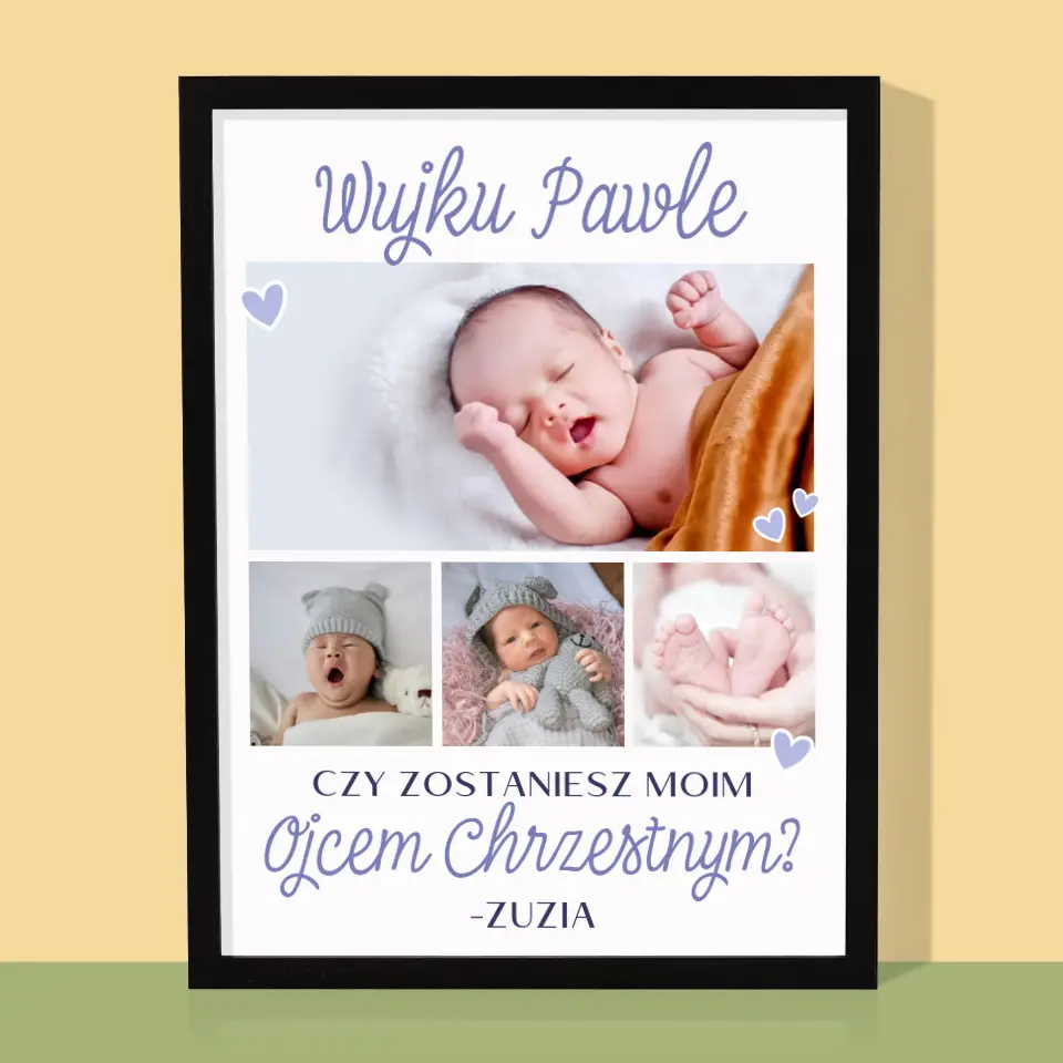 Fotokolaż: Czy Zostaniesz Moim Chrzestnym - Wydruk Obramowany - Image 5