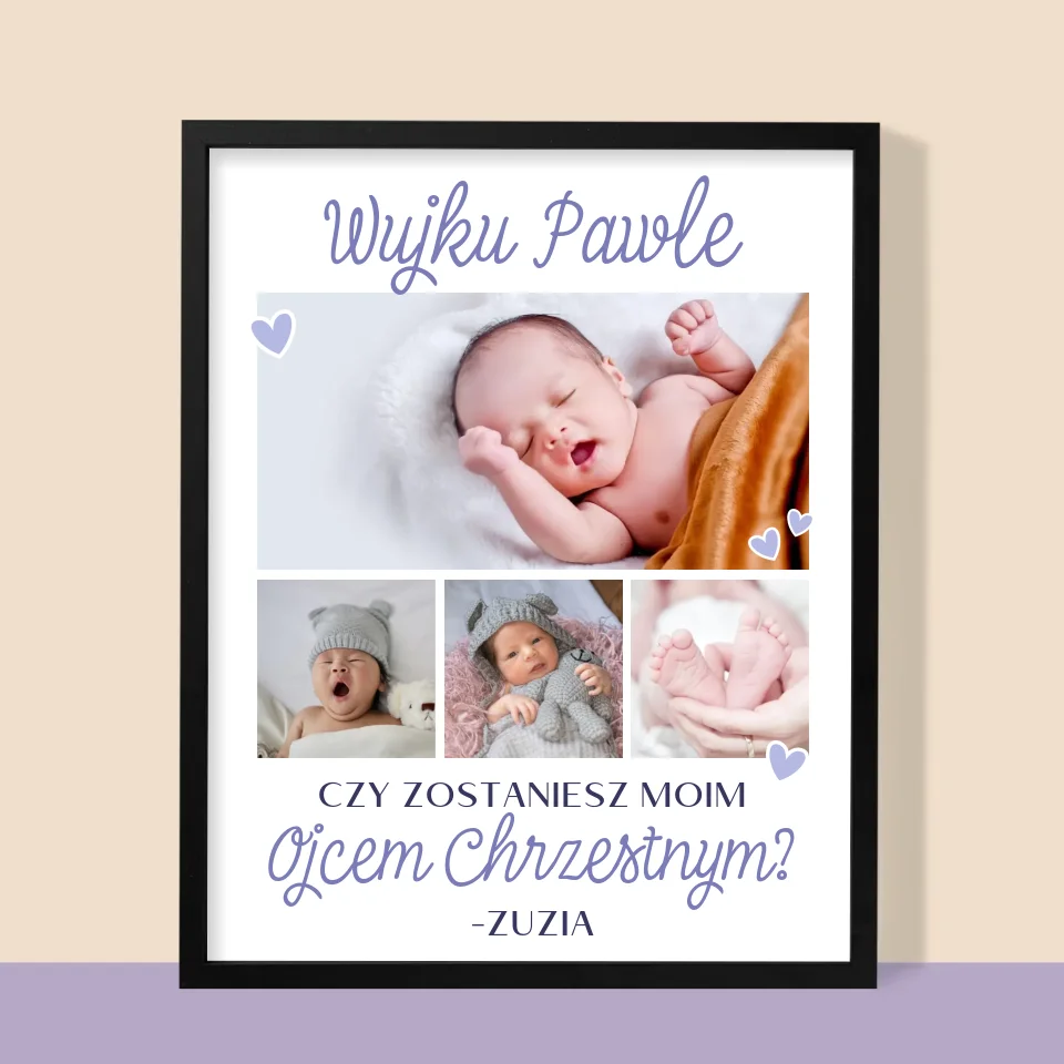 Fotokolaż: Czy Zostaniesz Moim Chrzestnym - Wydruk Obramowany - Image 9