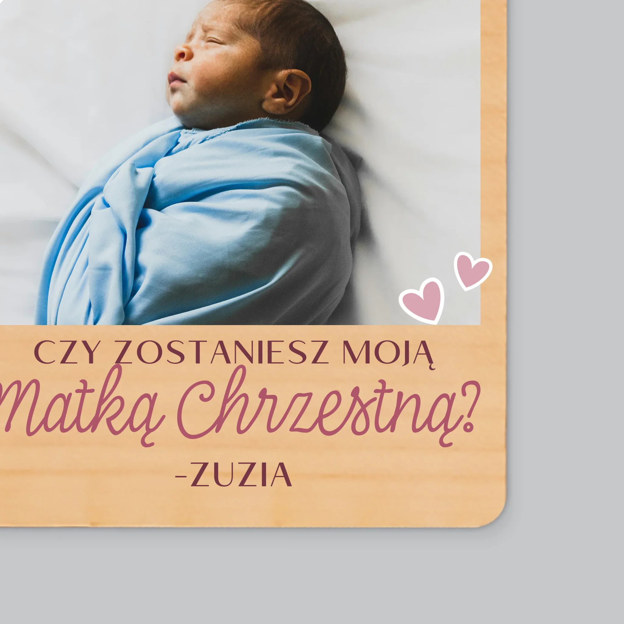 Fotokolaż: Czy Zostaniesz Moją Chrzestną - Magnes Drewniany - Image 2