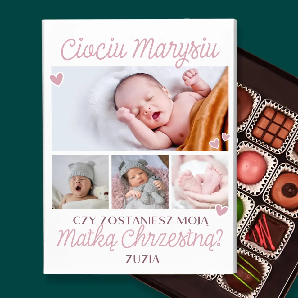 Fotokolaż: Czy Zostaniesz Moją Chrzestną - Personalizowane Praliny - Image 2