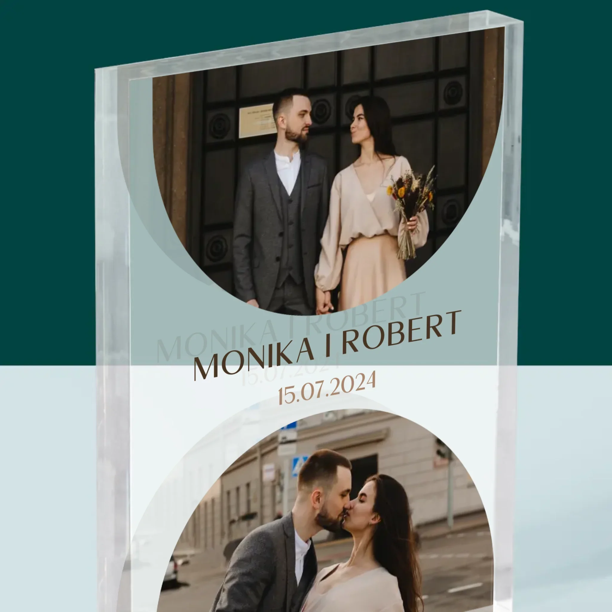 Fotokolaż: Data Ślubu - Blok Akrylowy z Nadrukiem - Image 2