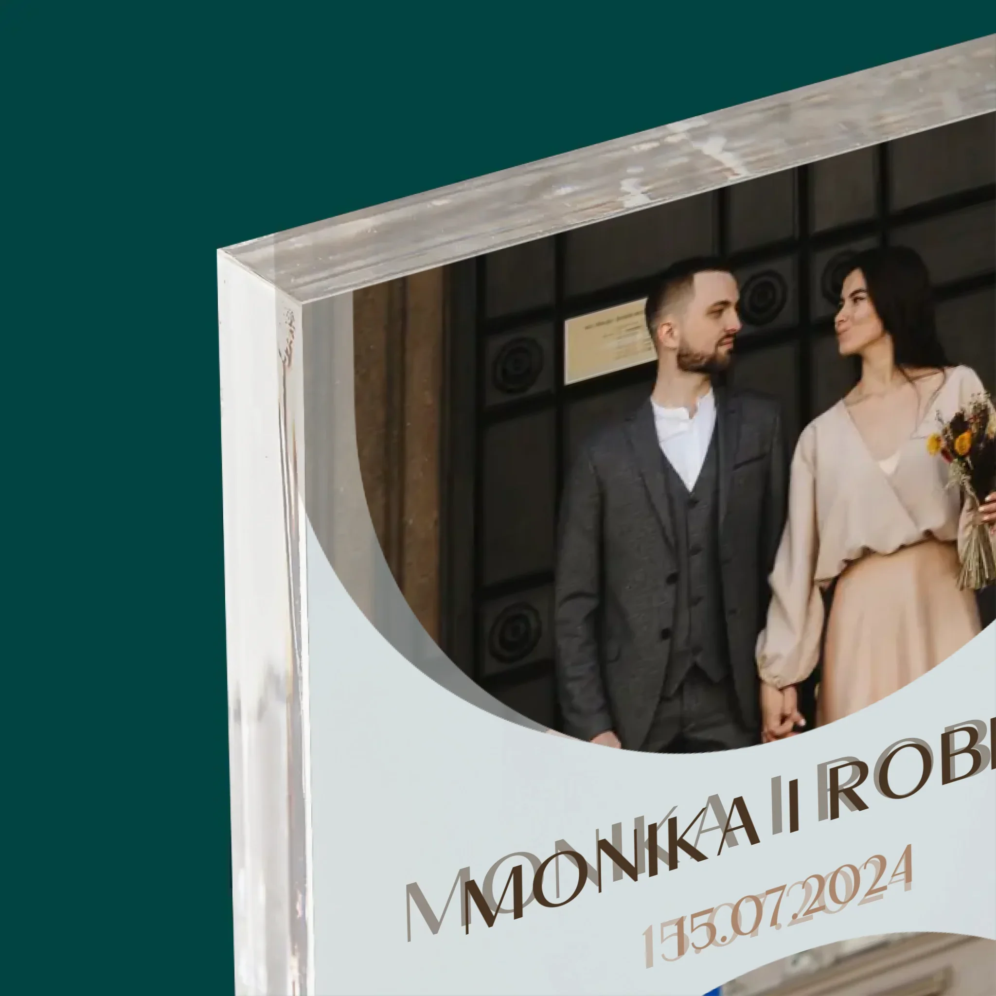 Fotokolaż: Data Ślubu - Blok Akrylowy z Nadrukiem - Image 4