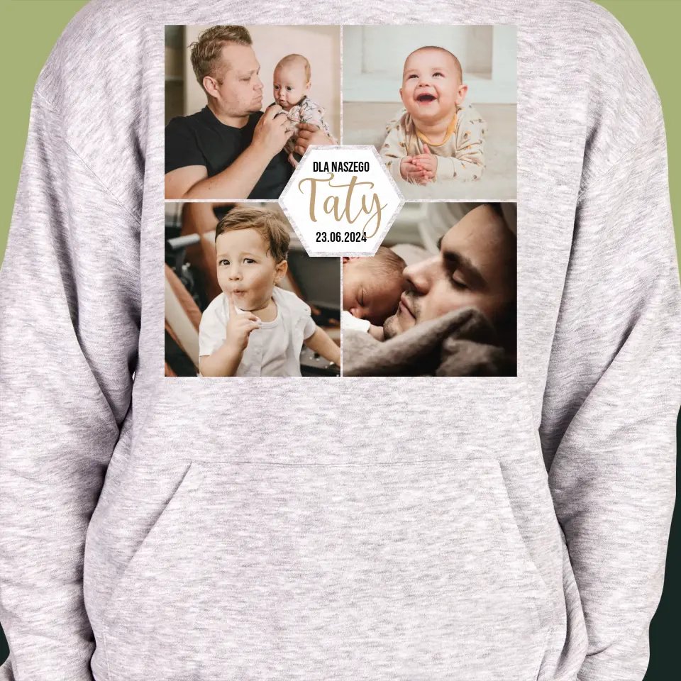 Fotokolaż: Dla Naszego Taty - Bluza Męska z Kapturem - Image 2