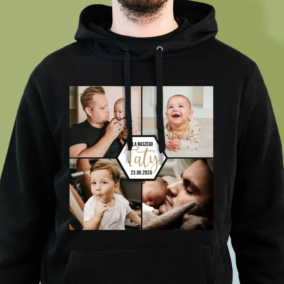 Fotokolaż: Dla Naszego Taty - Bluza Męska z Kapturem - Image 6