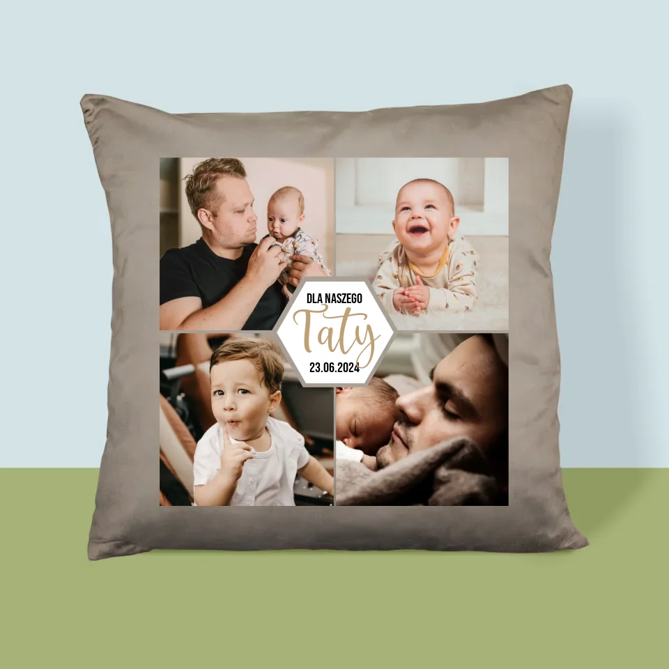 Fotokolaż: Dla Naszego Taty - Personalizowana Poduszka