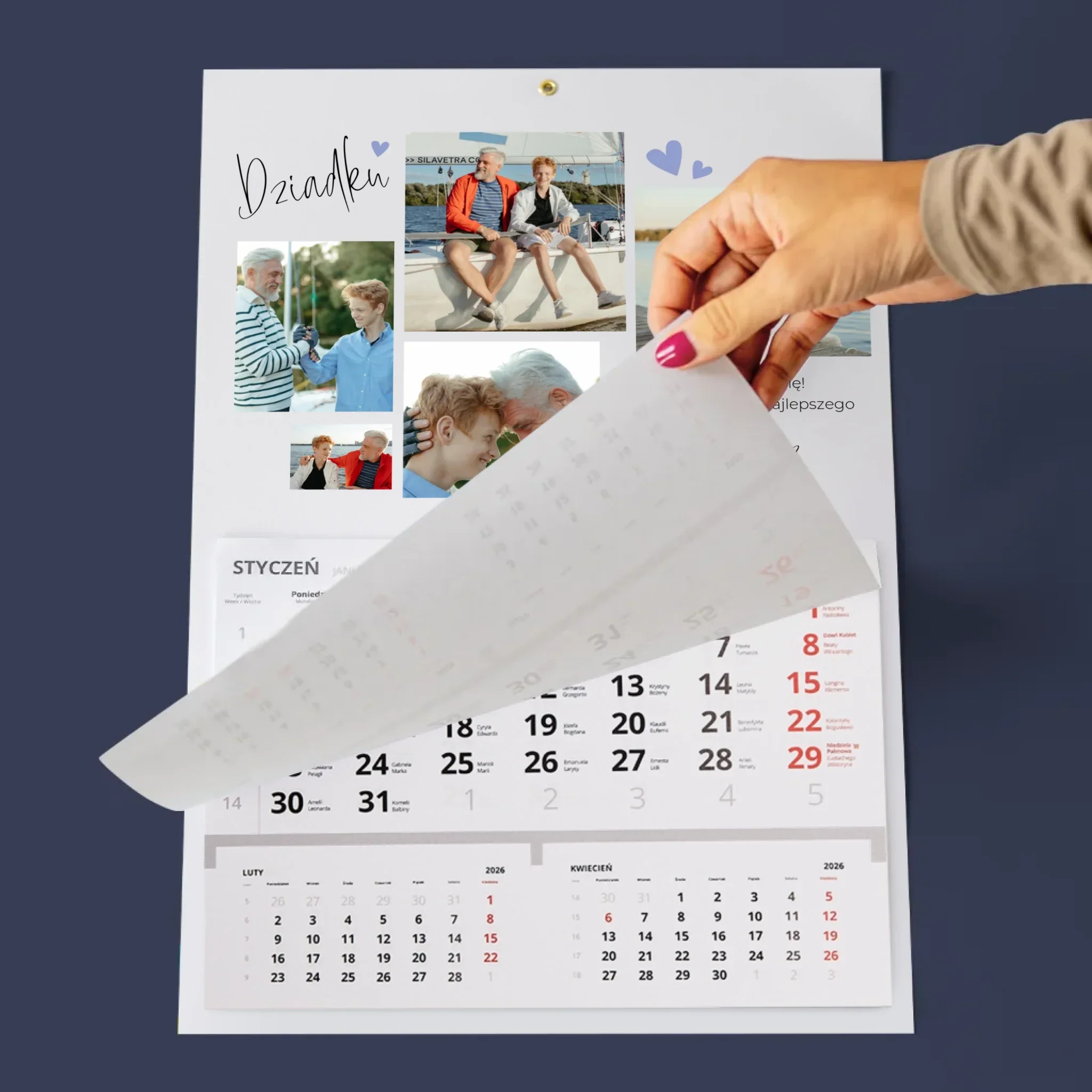 Fotokolaż: Dziadku Kocham Cię - Personalizowany Kalendarz Jednodzielny - Image 3