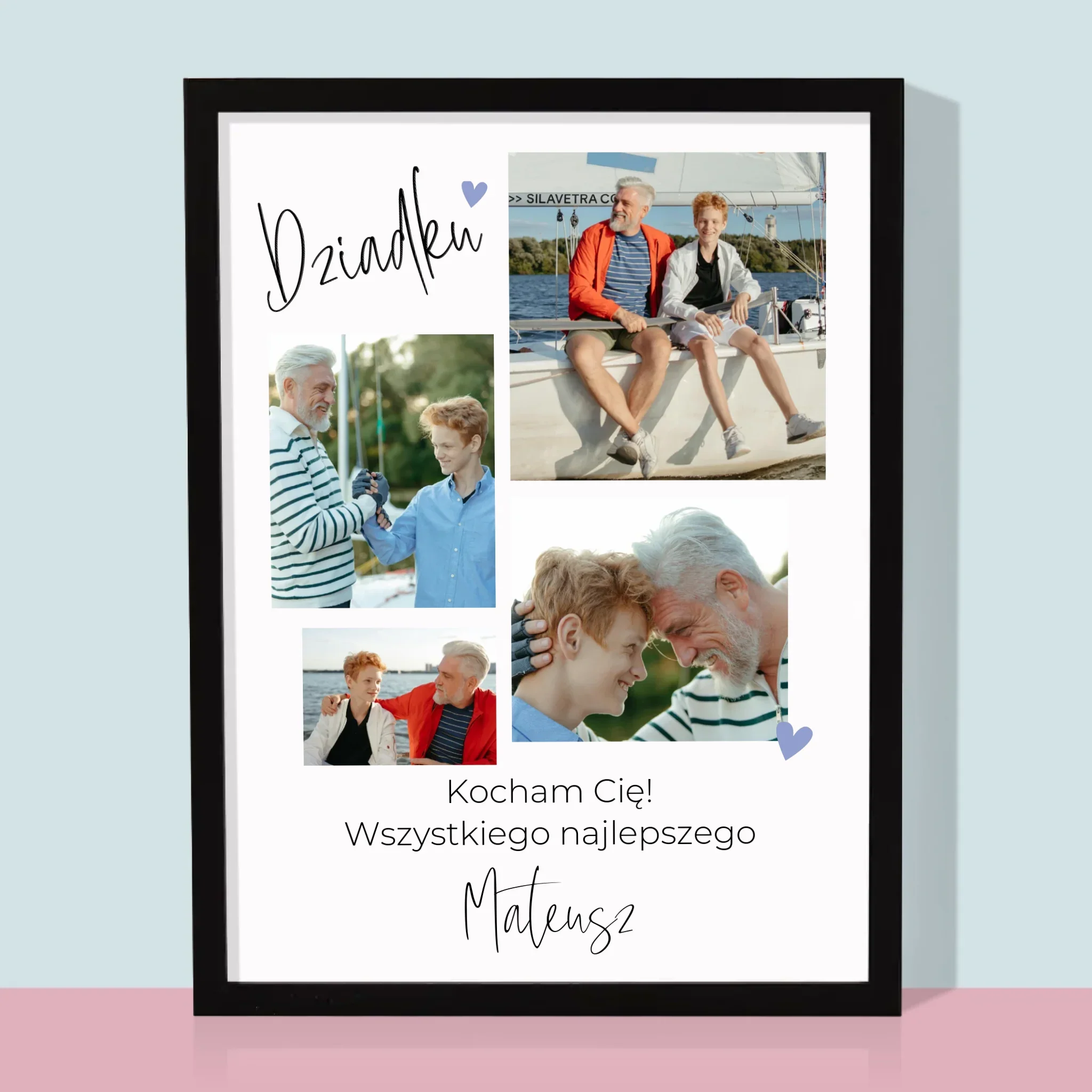 Fotokolaż: Dziadku Kocham Cię - Wydruk Obramowany