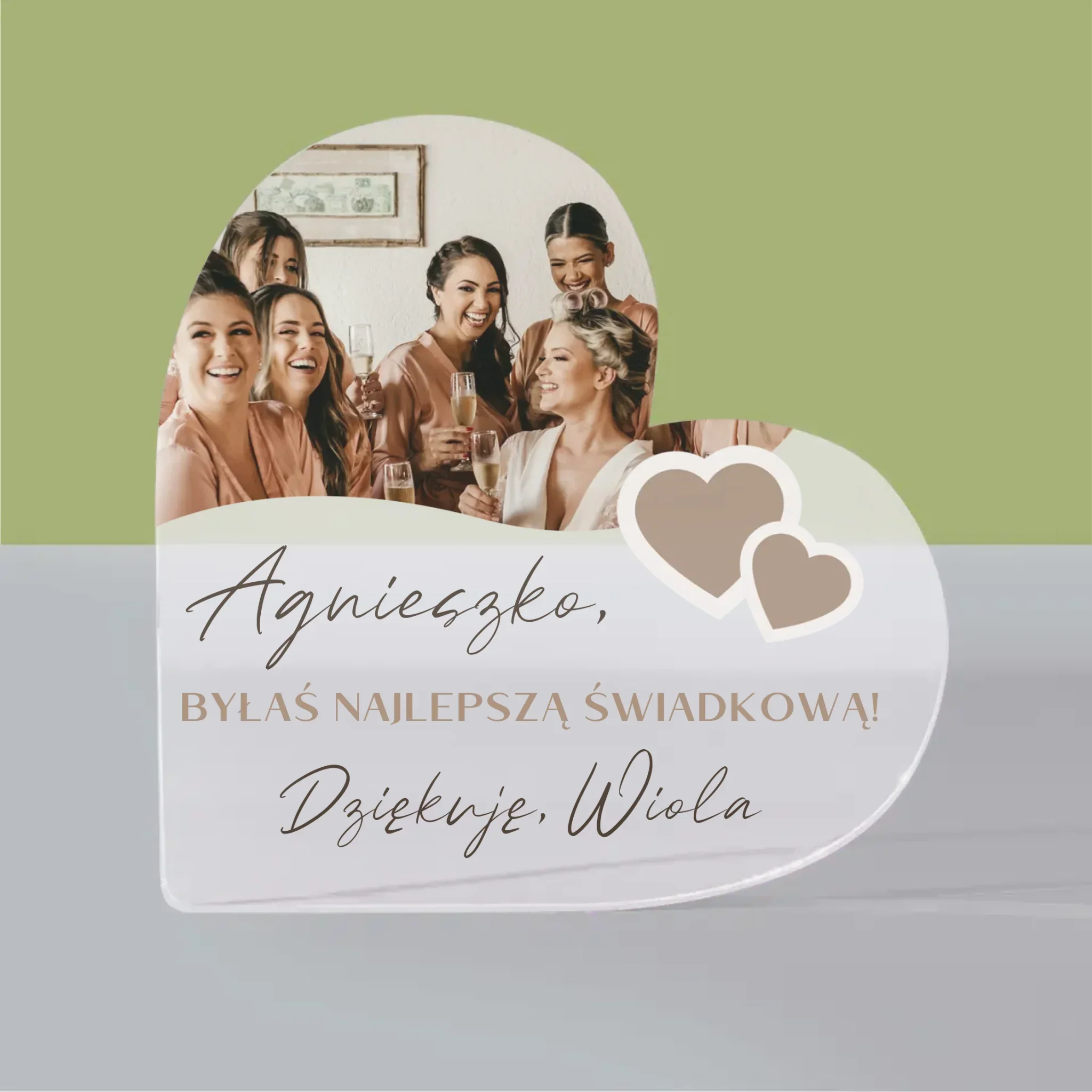 Fotokolaż: Dziękuję! Dla Świadkowej - Blok Akrylowy Serce - Image 3