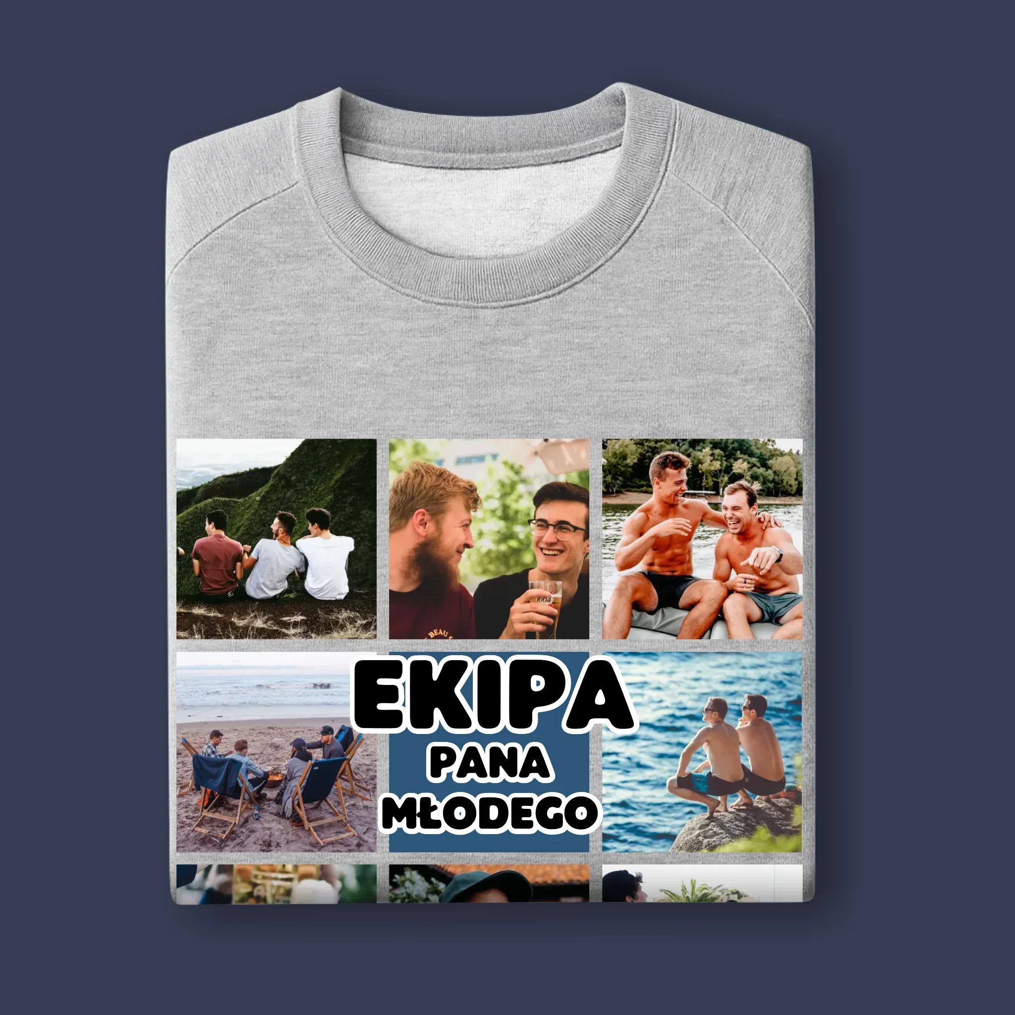 Fotokolaż: Ekipa Pana Młodego - Bluza Męska z Kapturem - Image 11