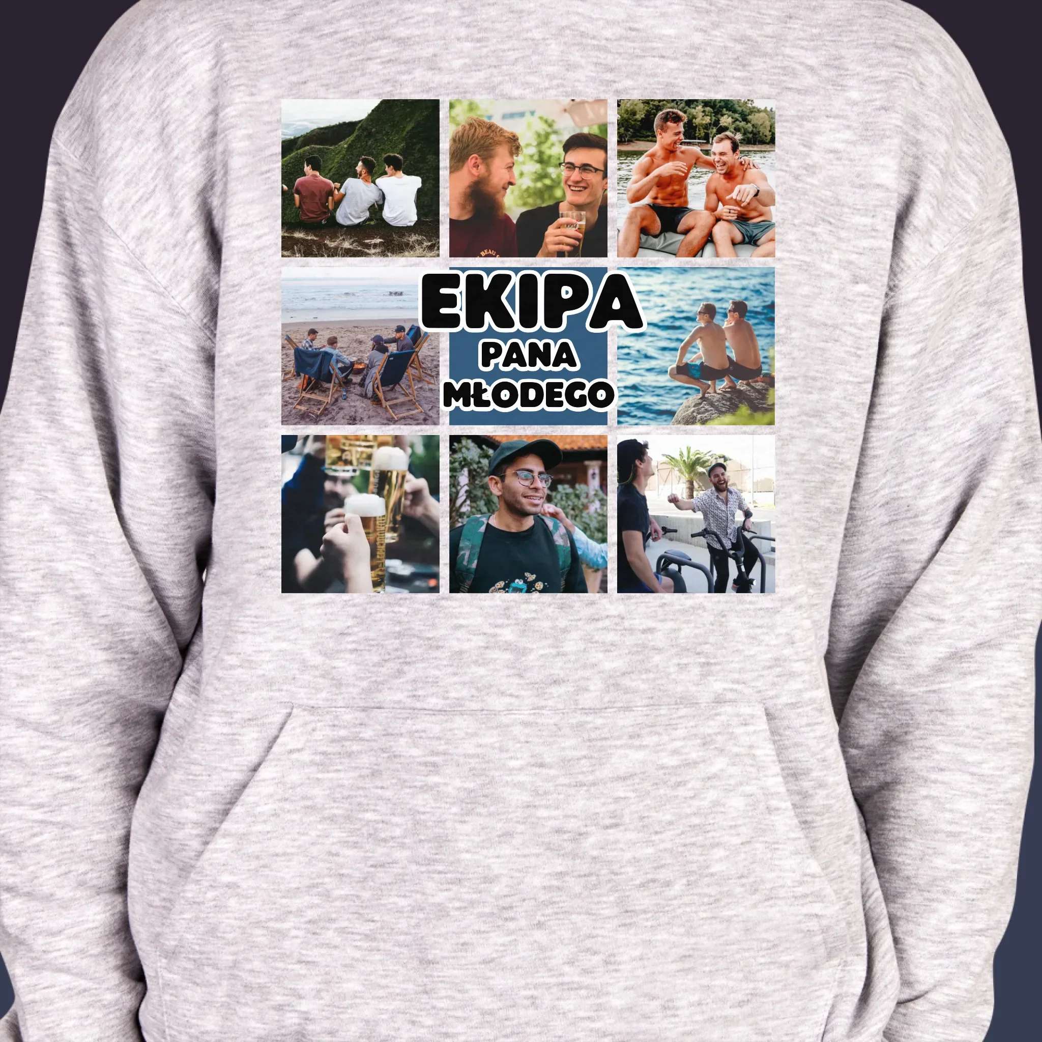 Fotokolaż: Ekipa Pana Młodego - Bluza Męska z Kapturem - Image 2