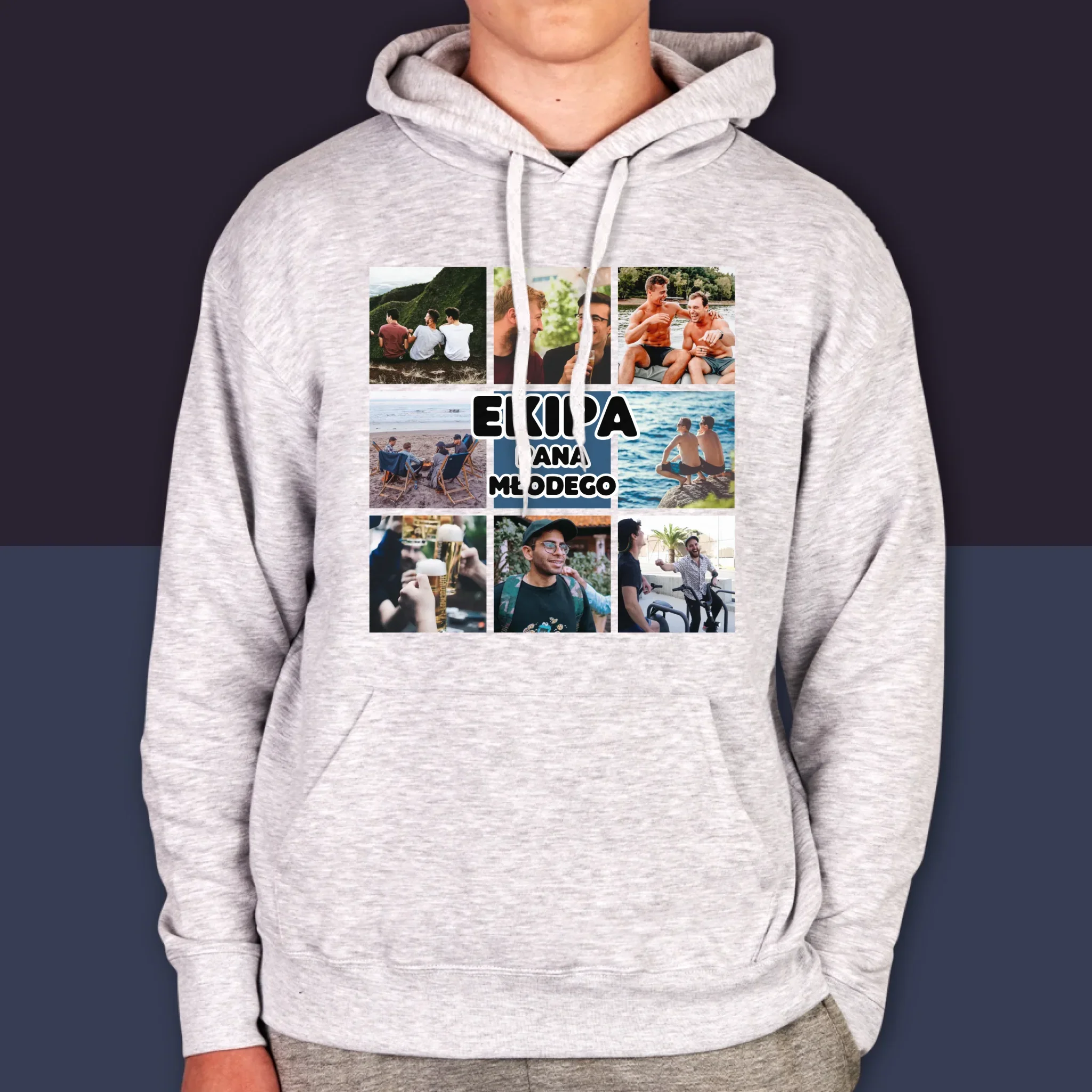 Fotokolaż: Ekipa Pana Młodego - Bluza Męska z Kapturem - Image 4