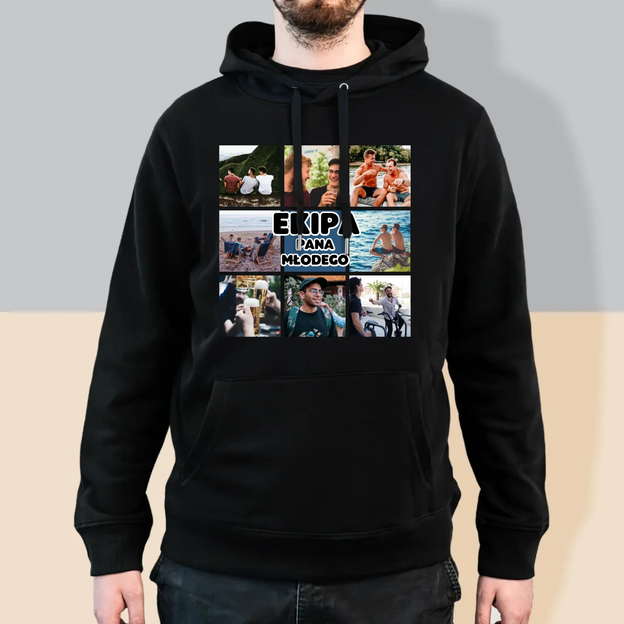Fotokolaż: Ekipa Pana Młodego - Bluza Męska z Kapturem - Image 5