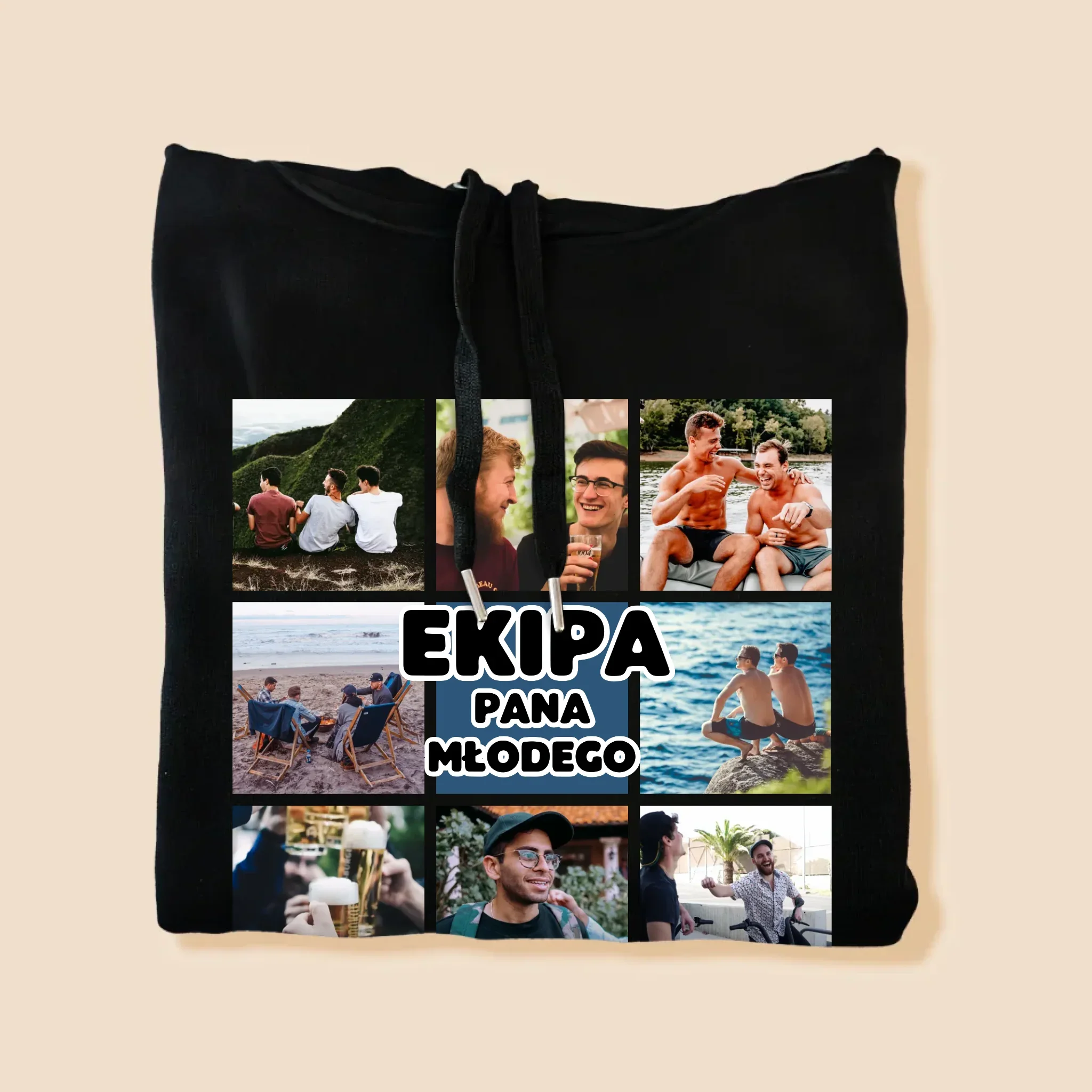 Fotokolaż: Ekipa Pana Młodego - Bluza Męska z Kapturem - Image 8