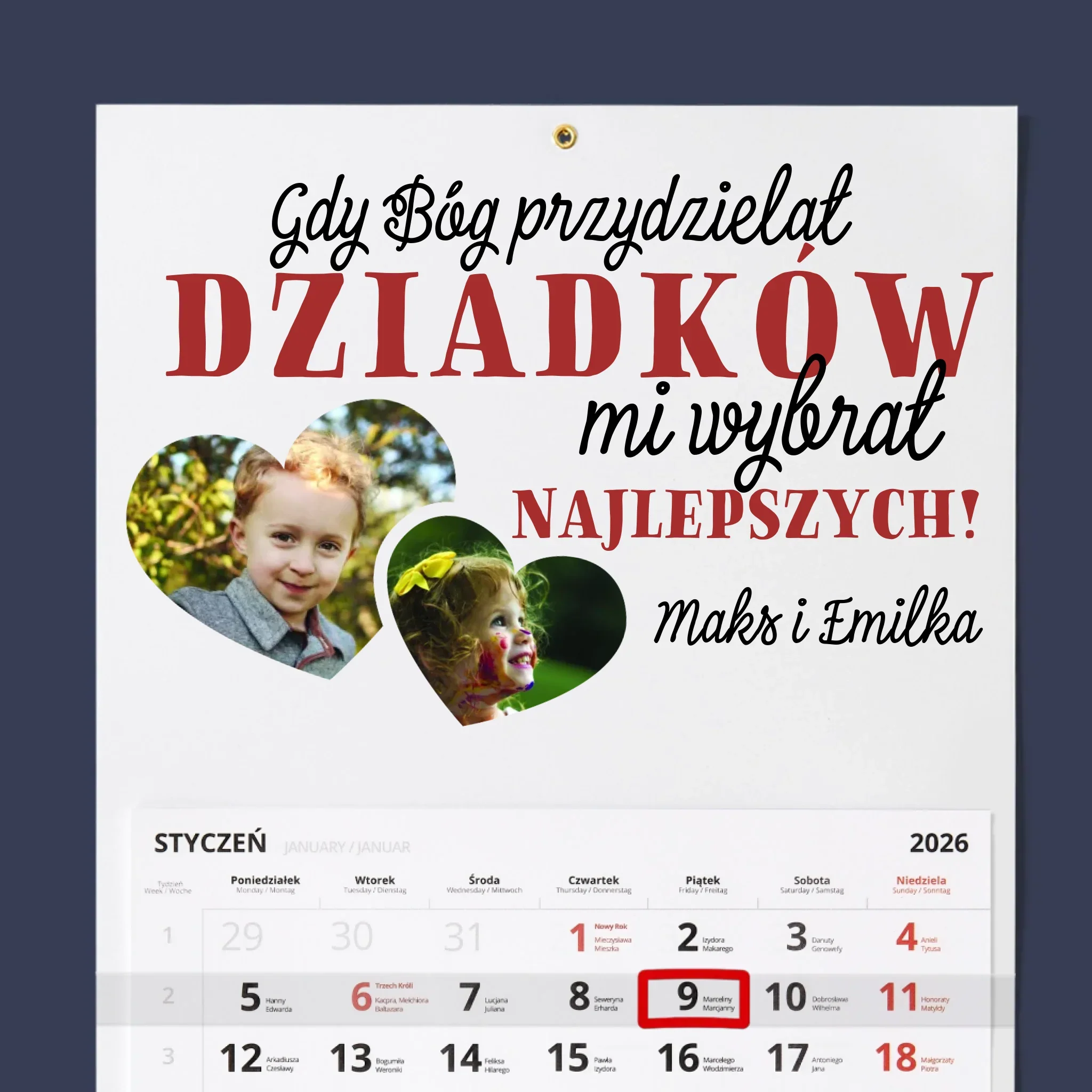 Fotokolaż: Gdy Bóg Przydzielał Dziadków - Personalizowany Kalendarz Jednodzielny - Image 2