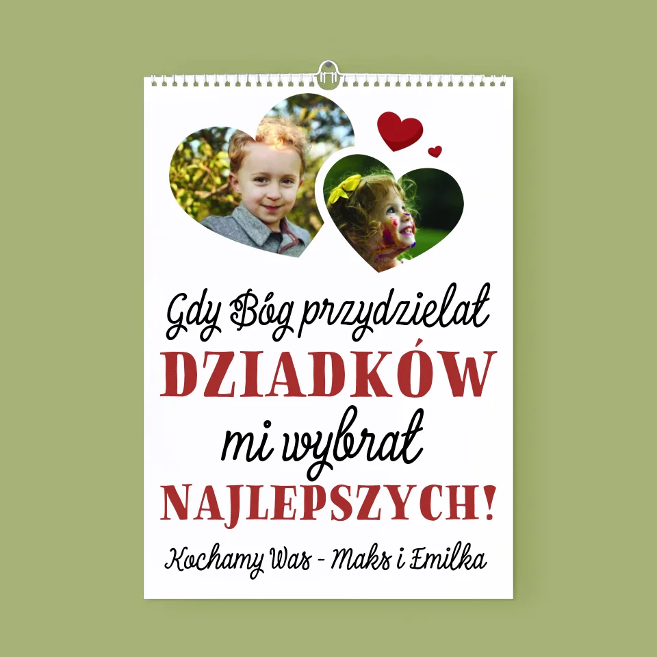 Fotokolaż: Gdy Bóg Przydzielał Dziadków - Personalizowany Kalendarz Ścienny