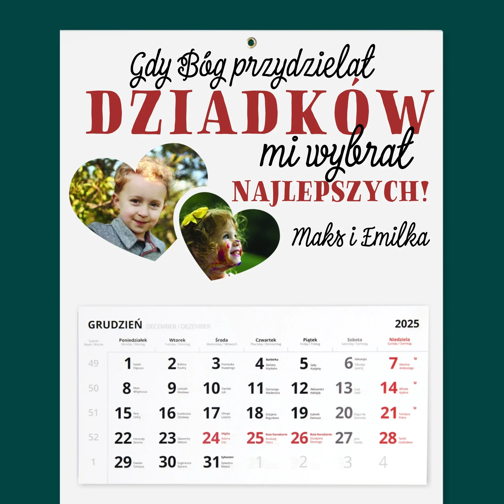 Fotokolaż: Gdy Bóg Przydzielał Dziadków - Personalizowany Kalendarz Trójdzielny - Image 2