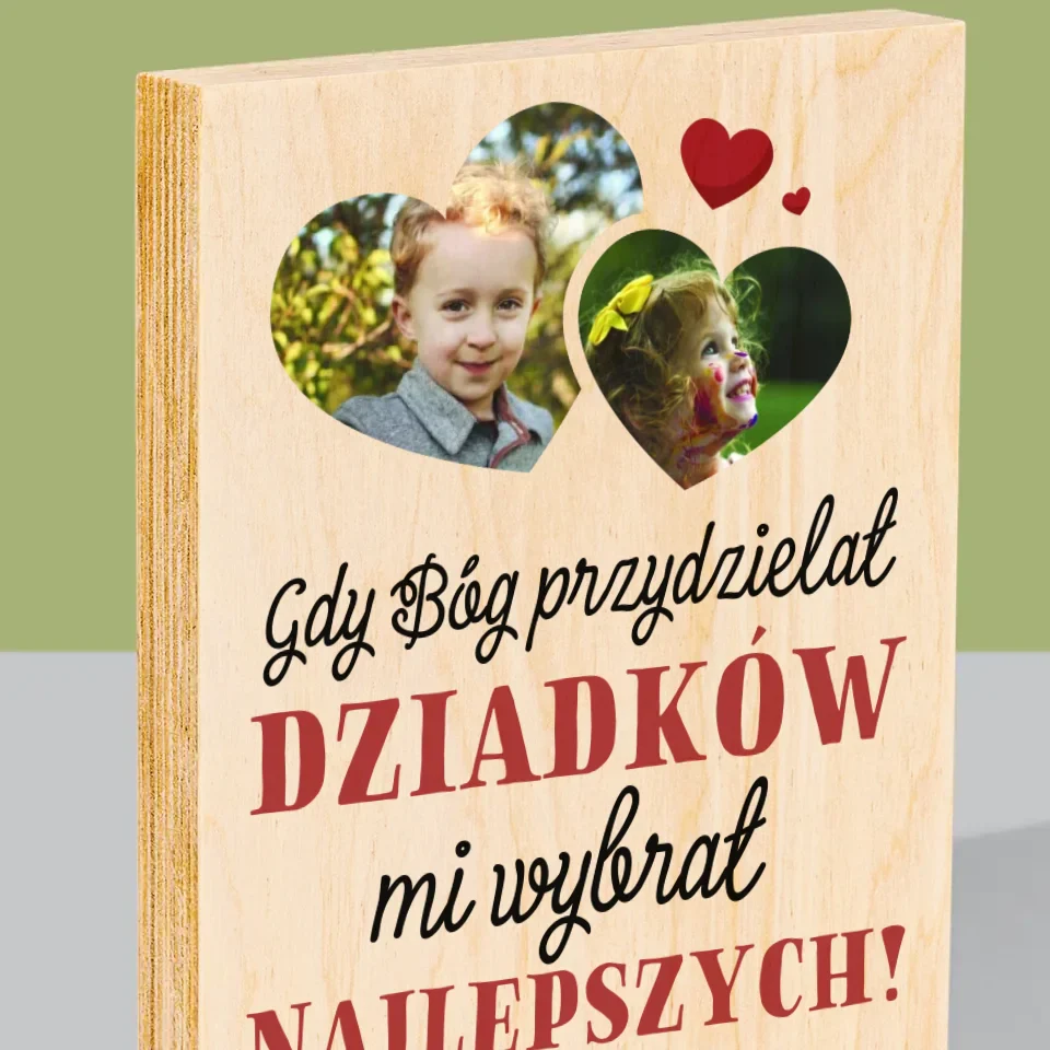 Fotokolaż: Gdy Bóg Przydzielał Dziadków - Wydruk Na Drewnie - Image 2