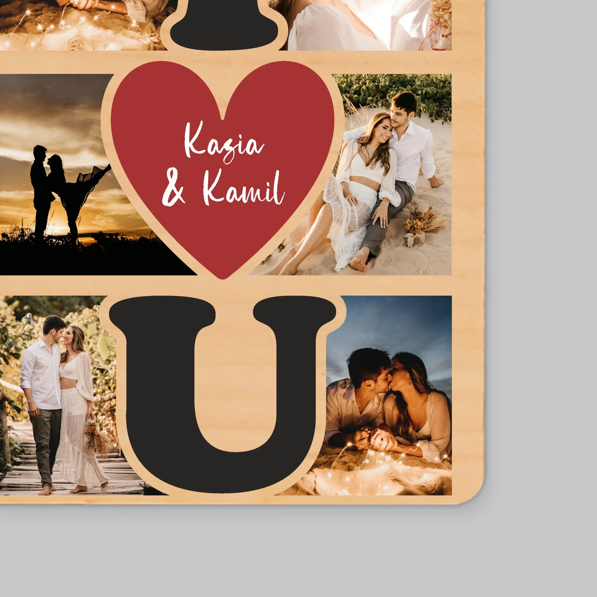 Fotokolaż: i Love You - Magnes Drewniany - Image 2