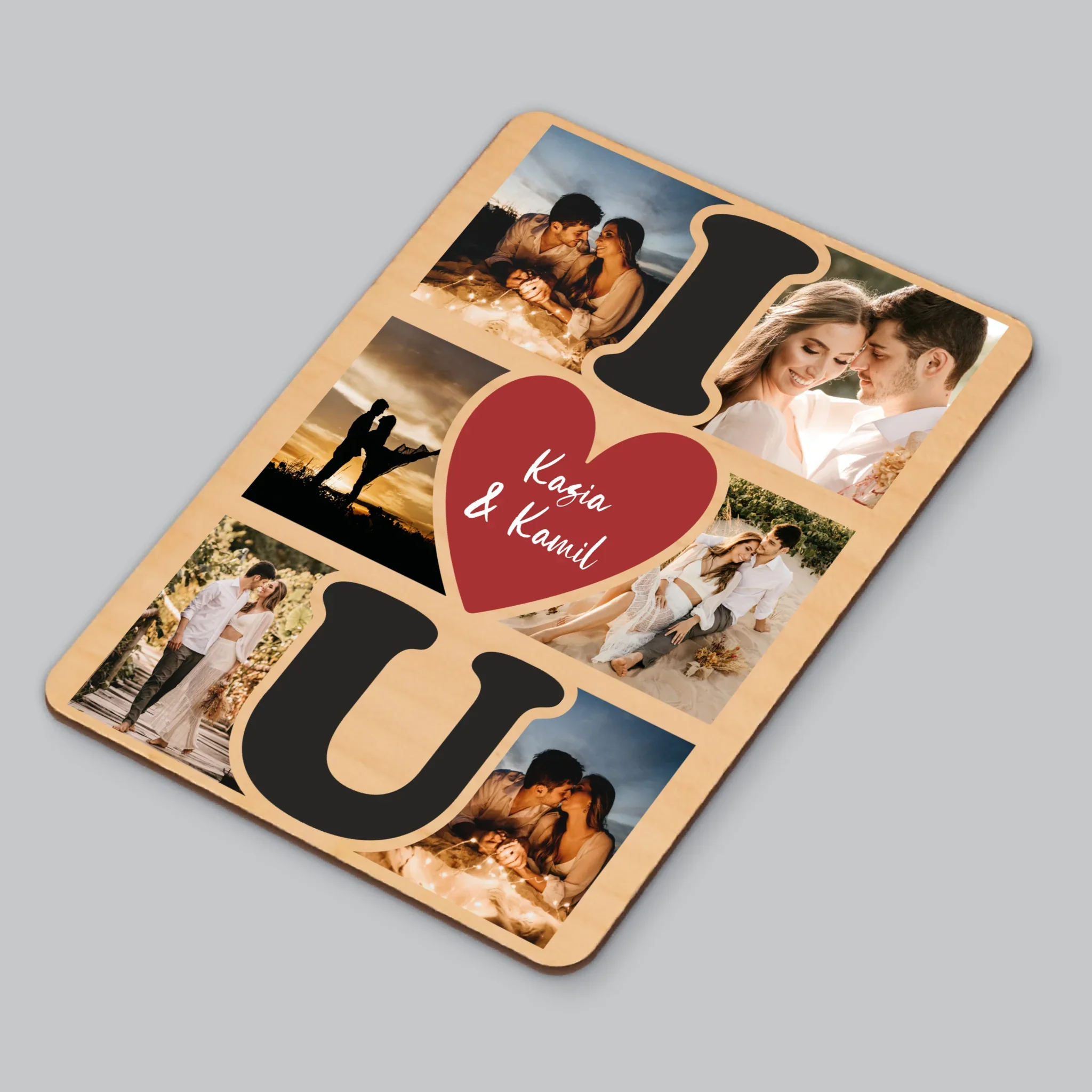 Fotokolaż: i Love You - Magnes Drewniany - Image 3