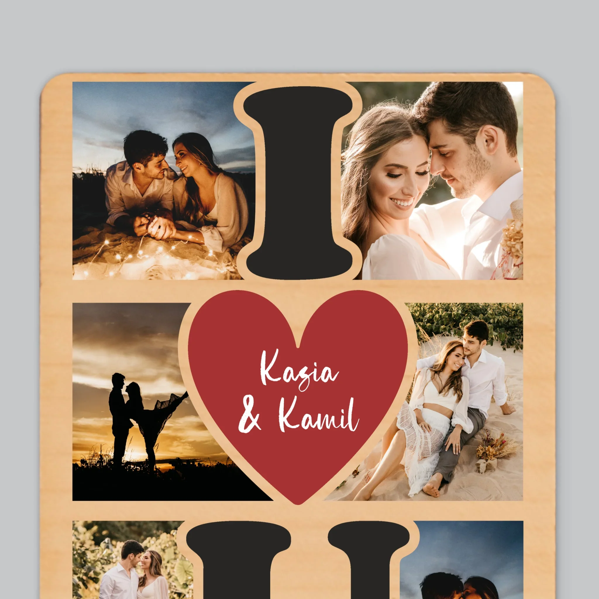 Fotokolaż: i Love You - Magnes Drewniany - Image 4