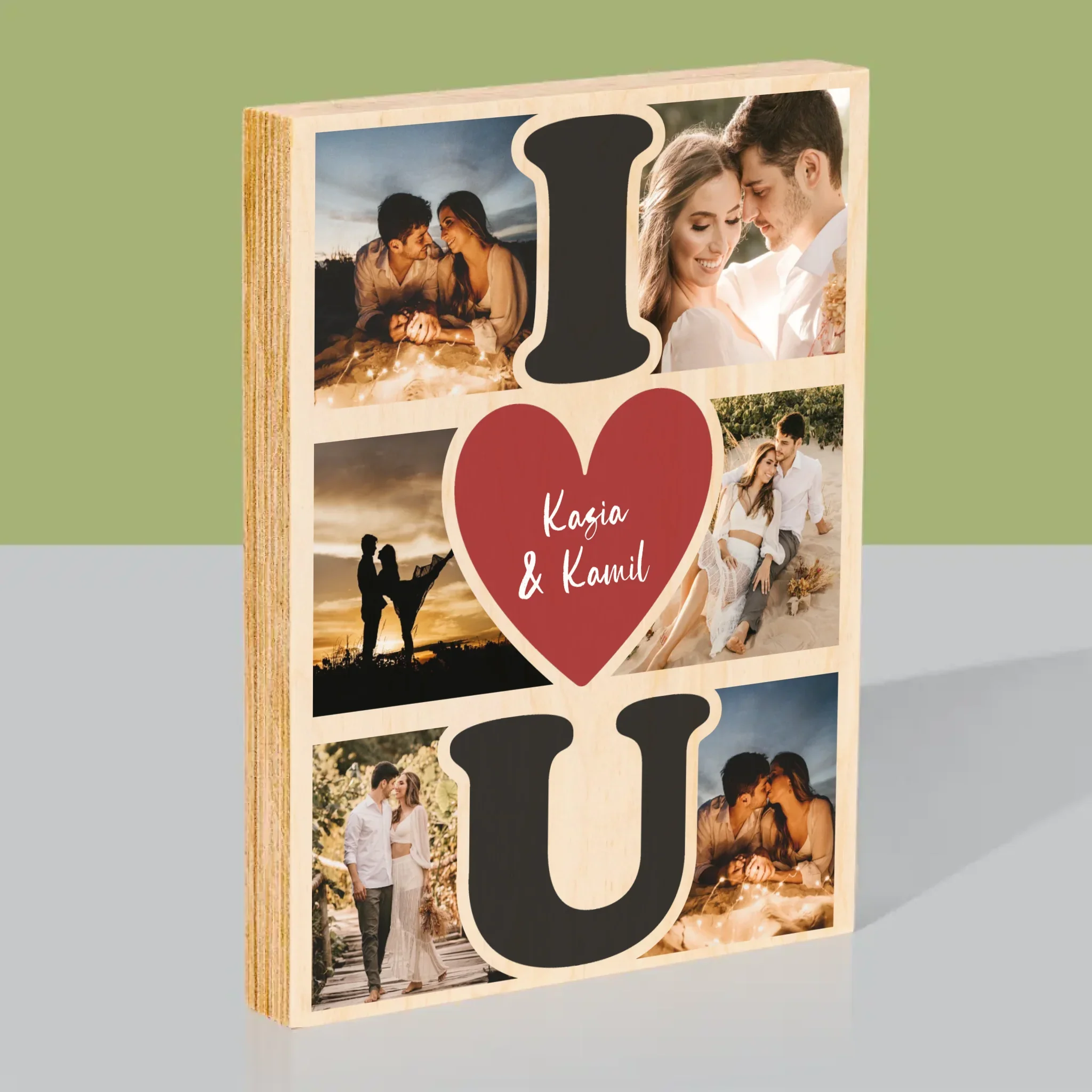 Fotokolaż: I Love You - Wydruk Na Drewnie