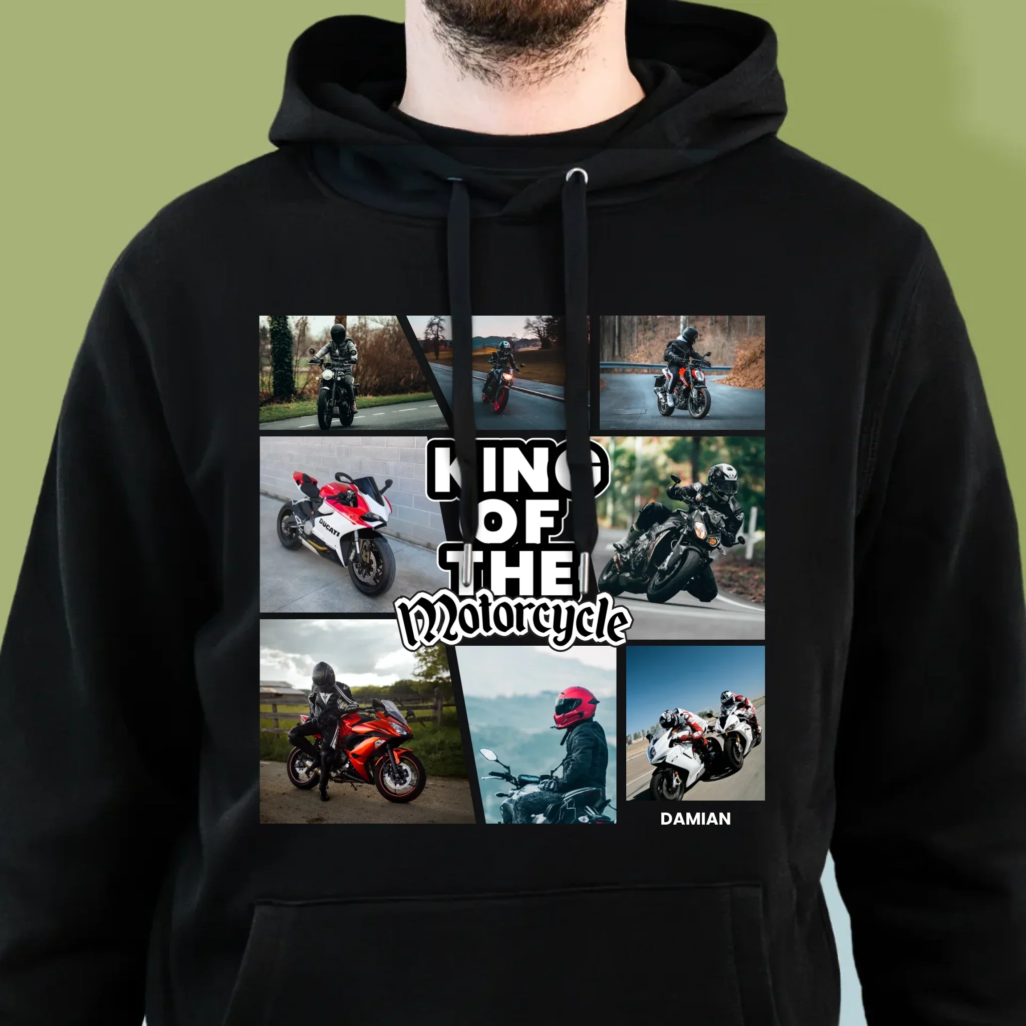 Fotokolaż: King Of The Motorcycle - Bluza Męska Z Kapturem - Image 2