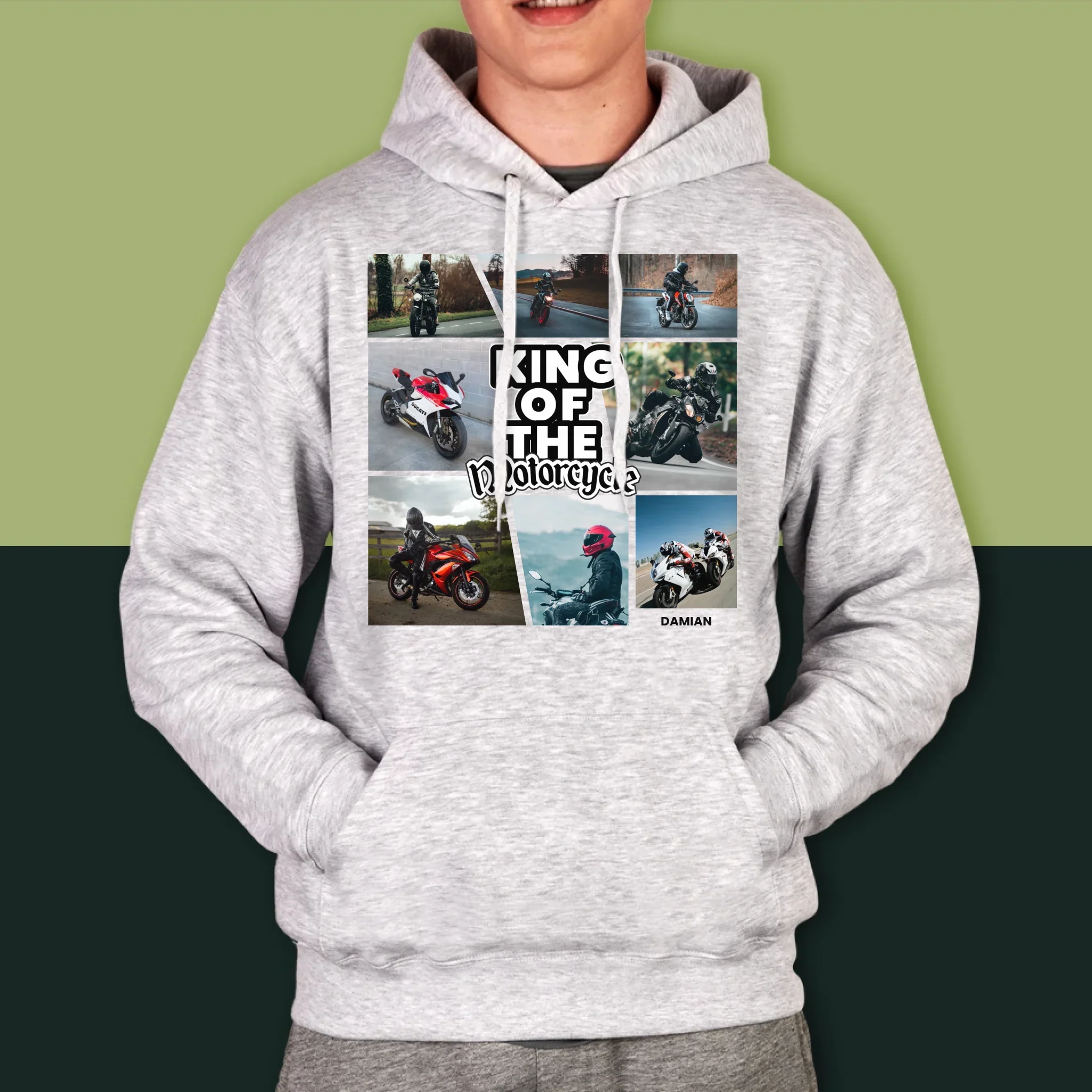Fotokolaż: King Of The Motorcycle - Bluza Męska Z Kapturem - Image 5