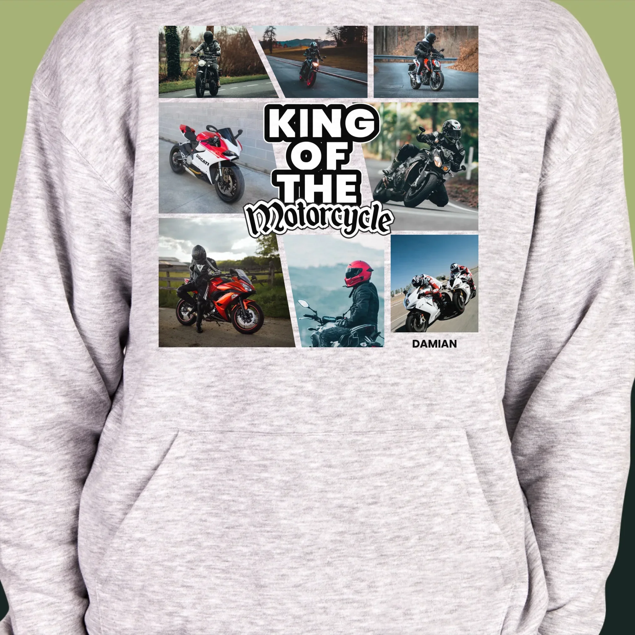 Fotokolaż: King Of The Motorcycle - Bluza Męska Z Kapturem - Image 6
