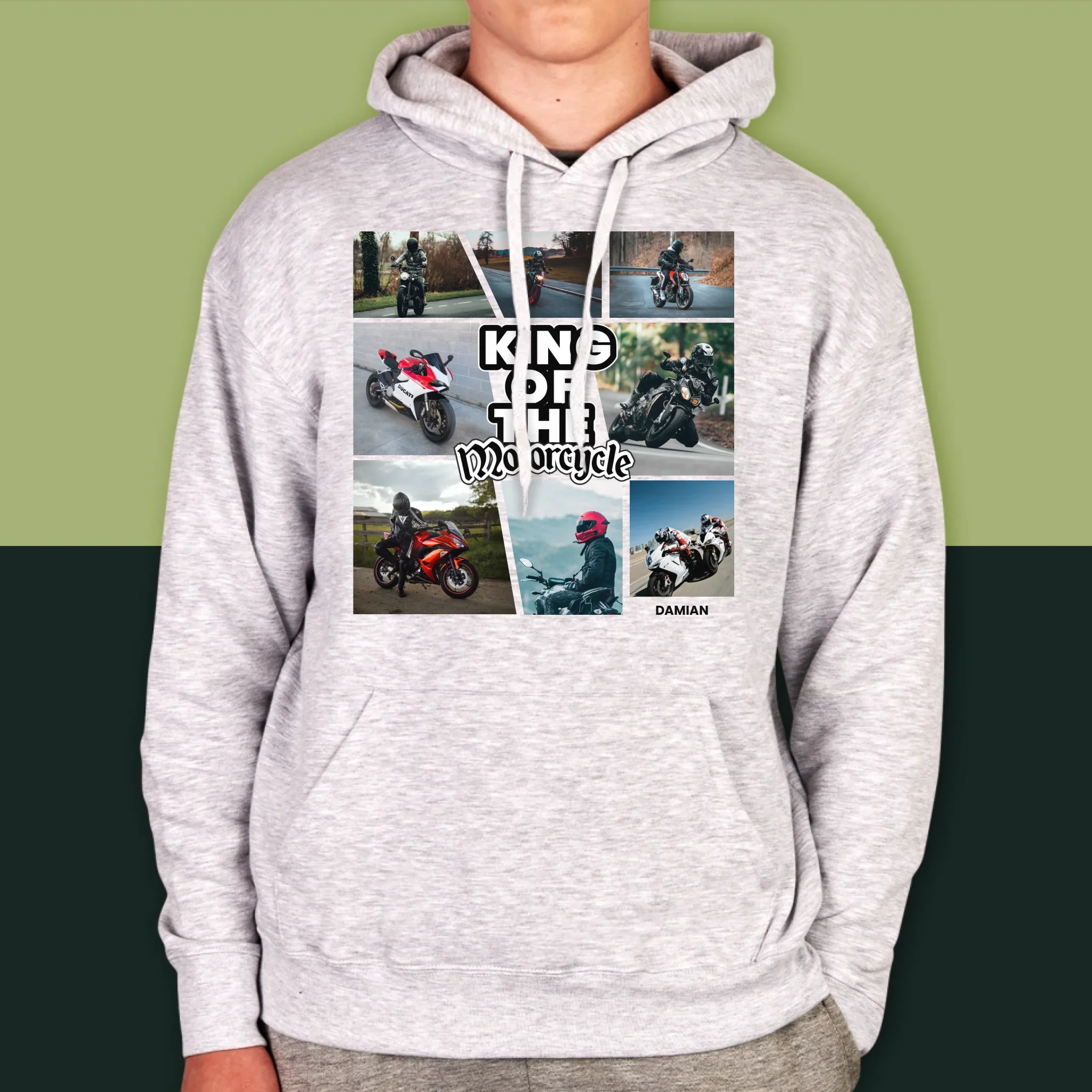 Fotokolaż: King Of The Motorcycle - Bluza Męska Z Kapturem - Image 8